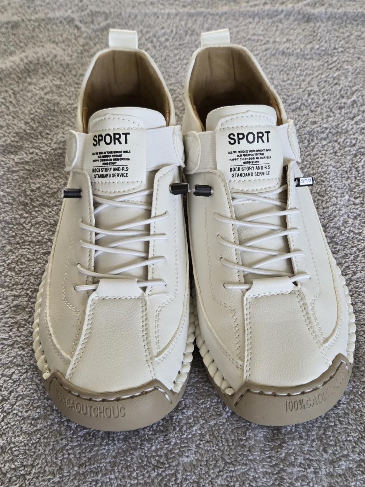 Sport Slip On White Sneakers EU 39 US 8.5 Womens White & Beige