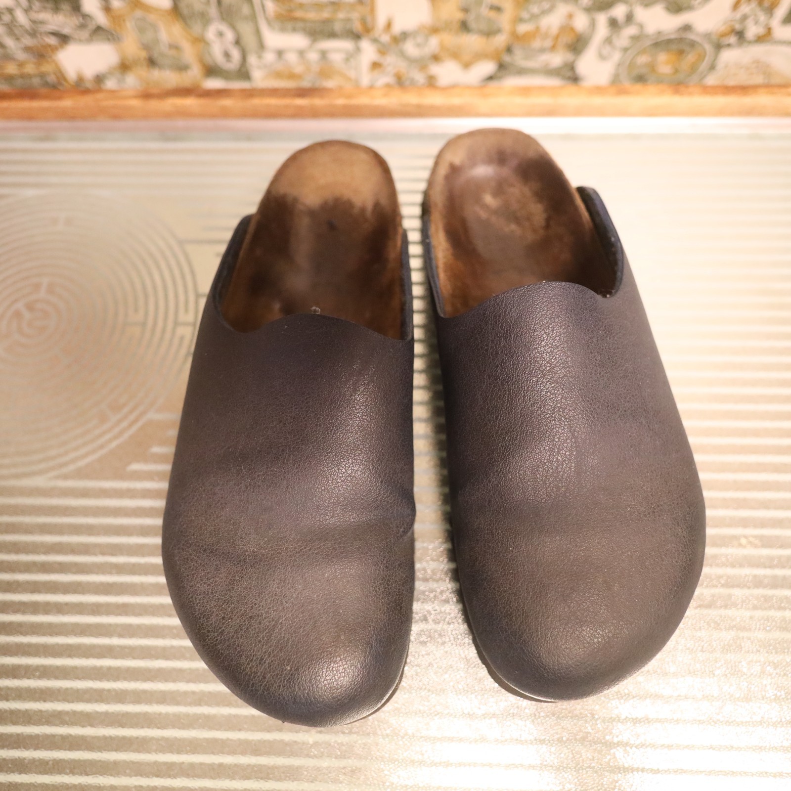 Birkenstock Birki Amsterdam 37 Womens 6 Blue Leather Nubuck Clogs Mules Slides