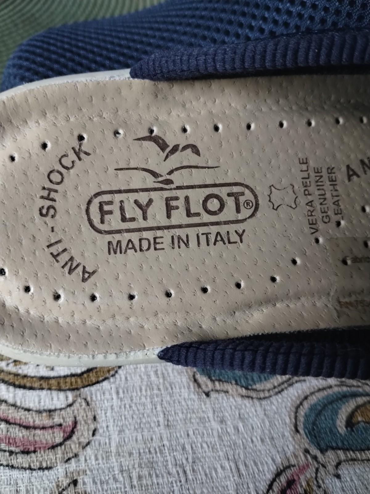 Ladies Blue Slip On Fly Float Open Back Shoes Made In Italy