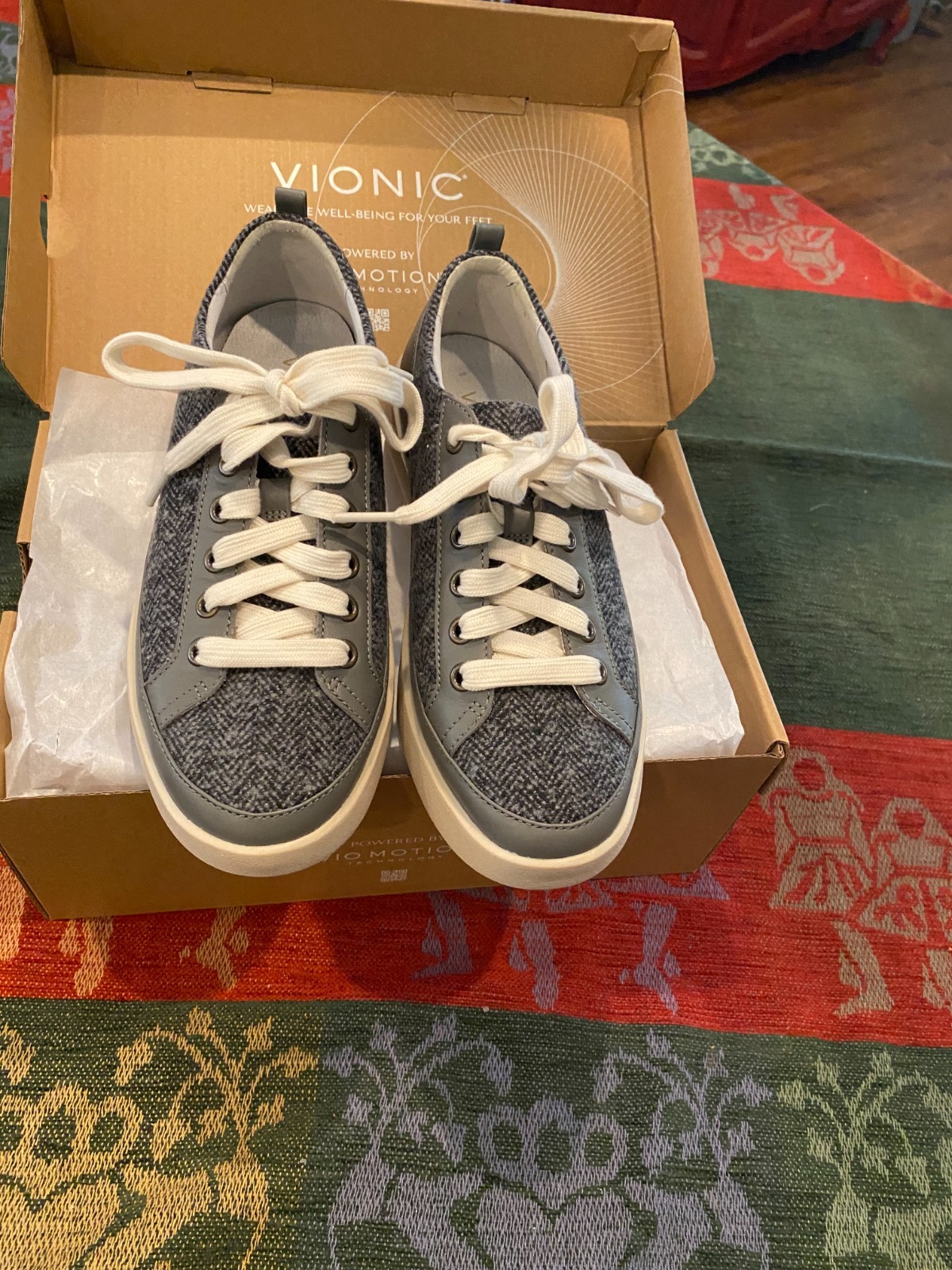 Vionic Winny Womens Shoes Sz 8.0 Running Slate Grey Multi Woven Lace Up Sneakers