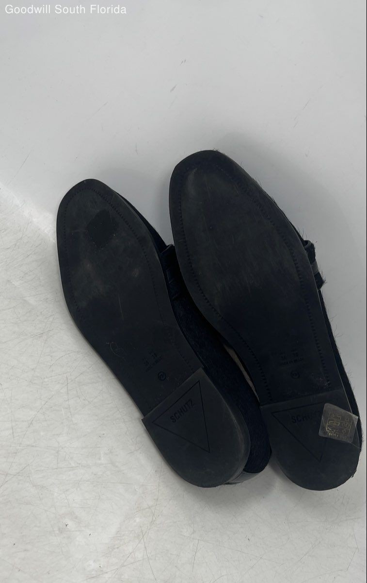 Schutz Womens Black Round Toe Studded Strap Slip-On Formal Loafer Shoes Sz EU 38