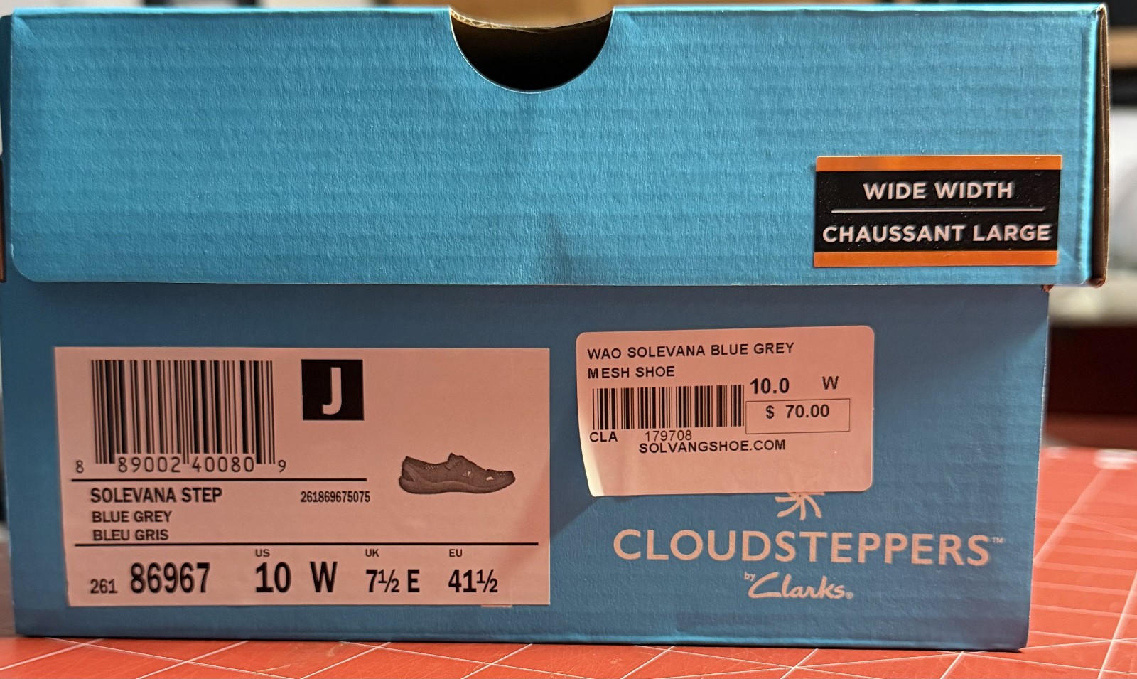 Cloudsteppers by Clarks, womens size 10 wide, blue grey, Solevana Step