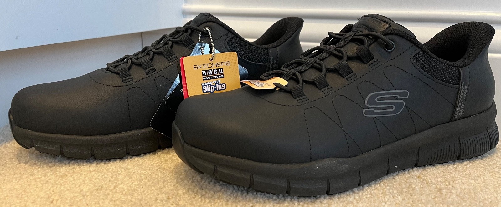NWT Skechers Slip-ins Work Women’s Wide Shoes Black Memory Foam Slip Resist $70