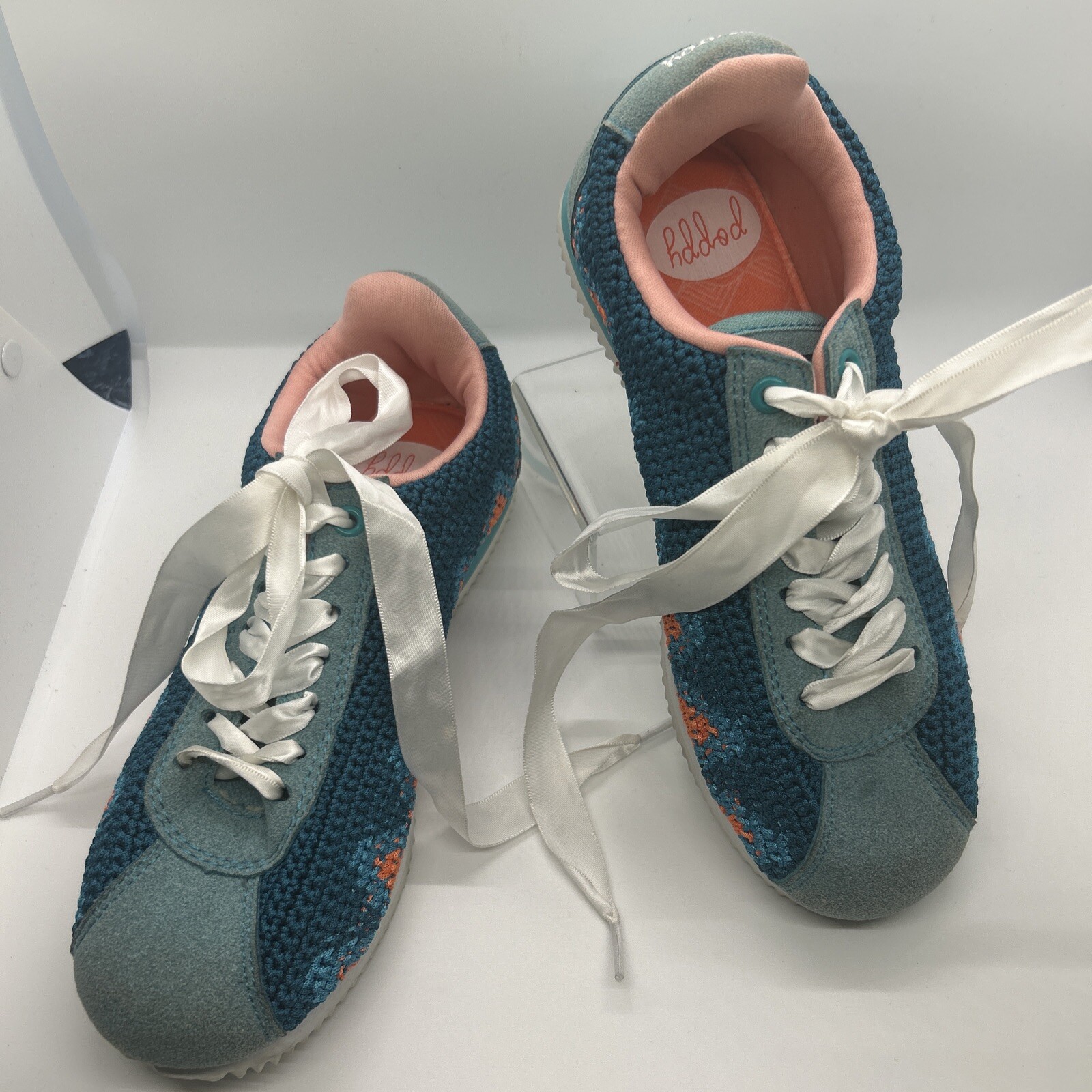 Poppy Lifestyle Made For Sneaker in Blue Crochet Boho Gypsy Size 7 Free People