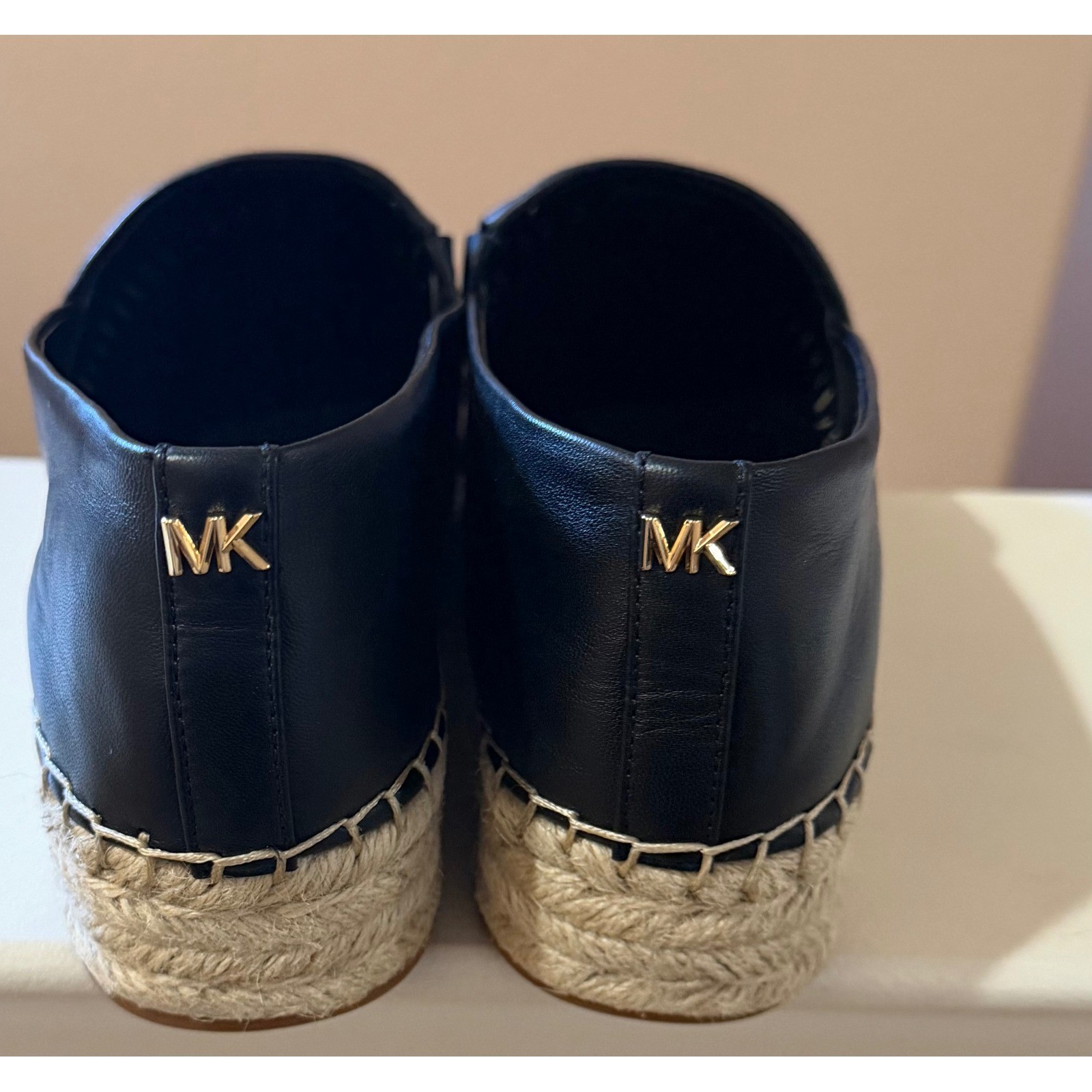 Michael Kors Black Leather Platform Chic Minimalist Espadrille Luxury Women’s 9