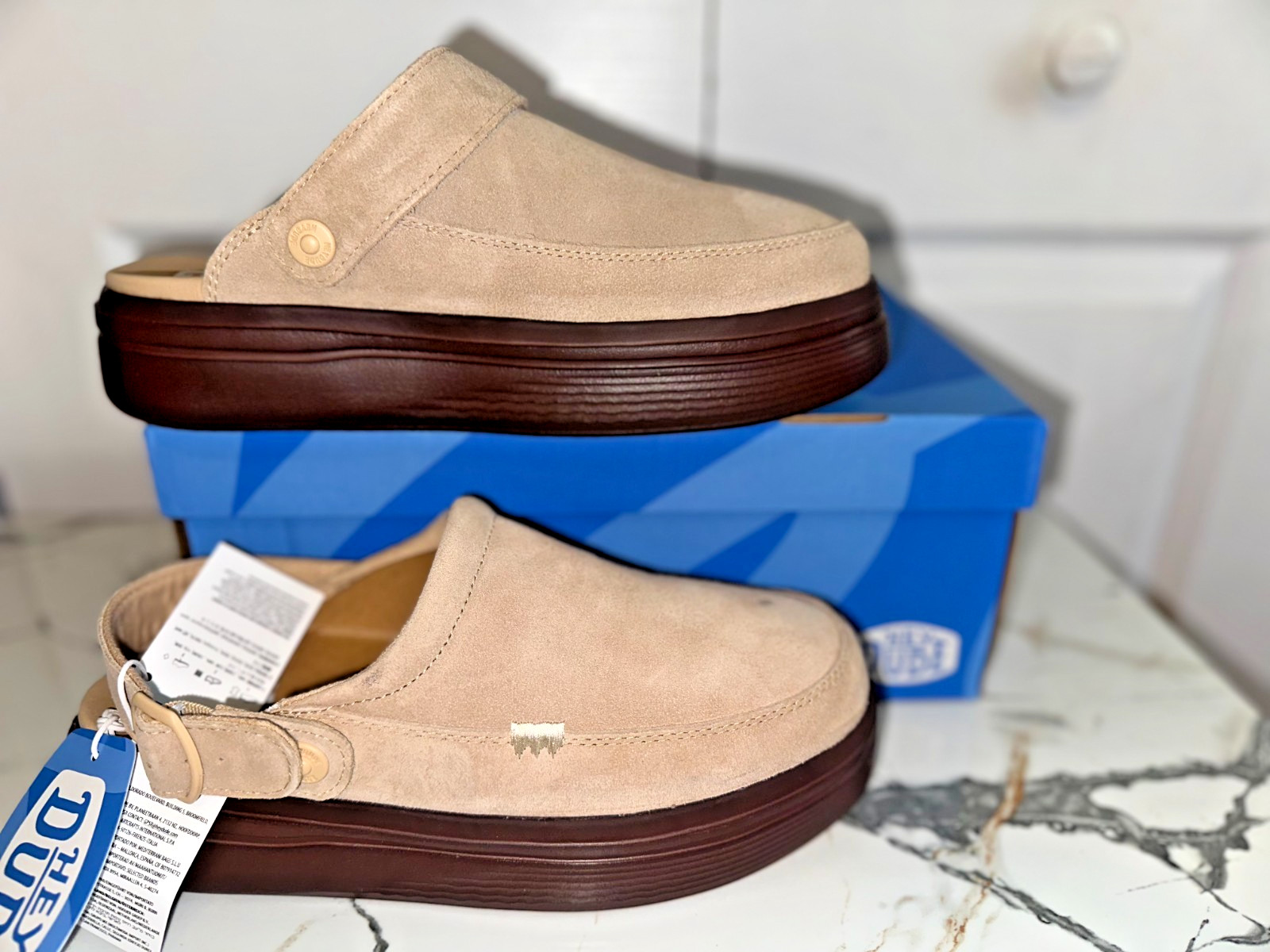 Hey Dude Austin Lift Clog Sesame Multi Suede Women’s Size 10 NWT