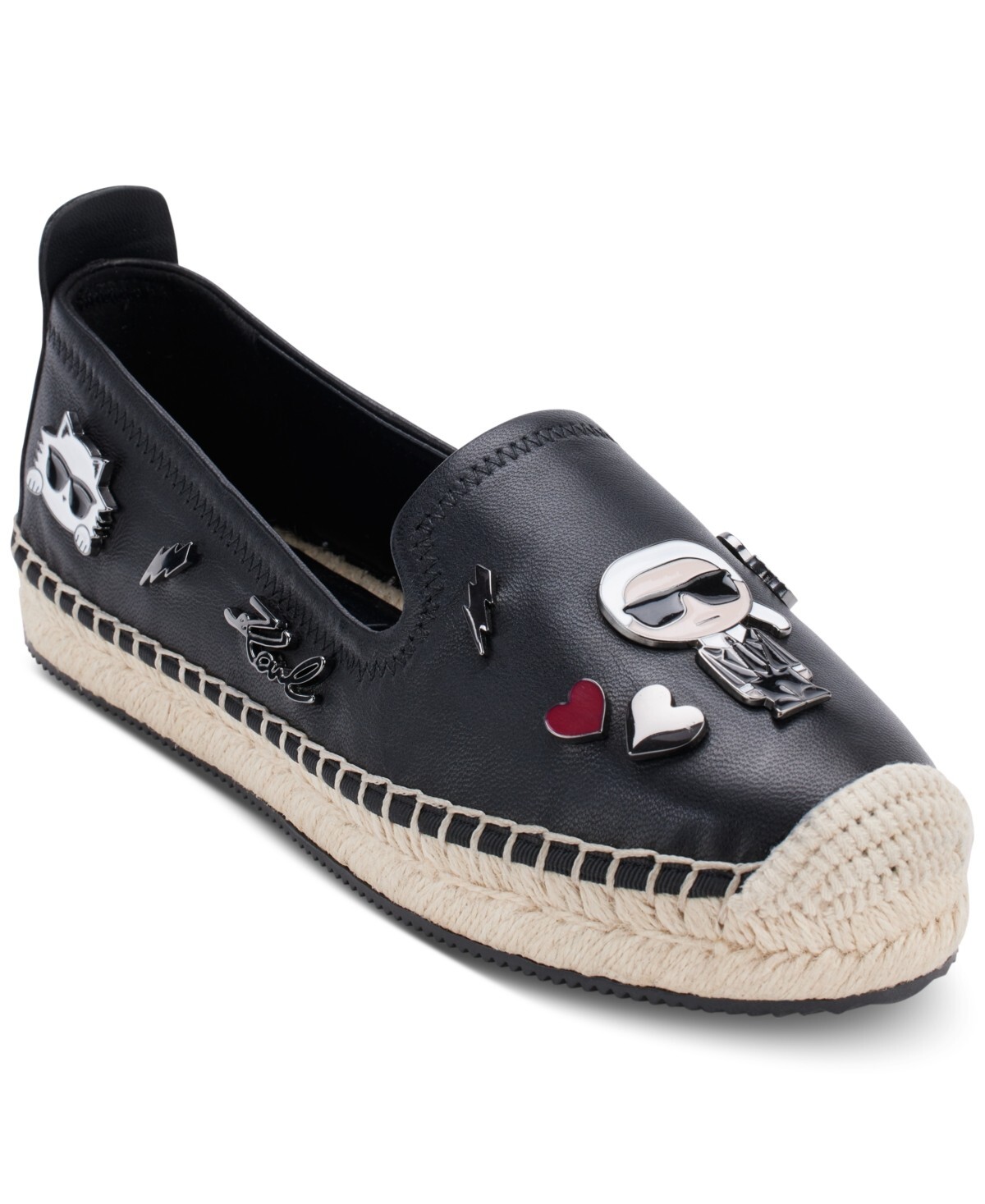 Karl Lagerfeld Paris Women’s Michaela Cate Pins Espadrille Flats, Black Size 9M