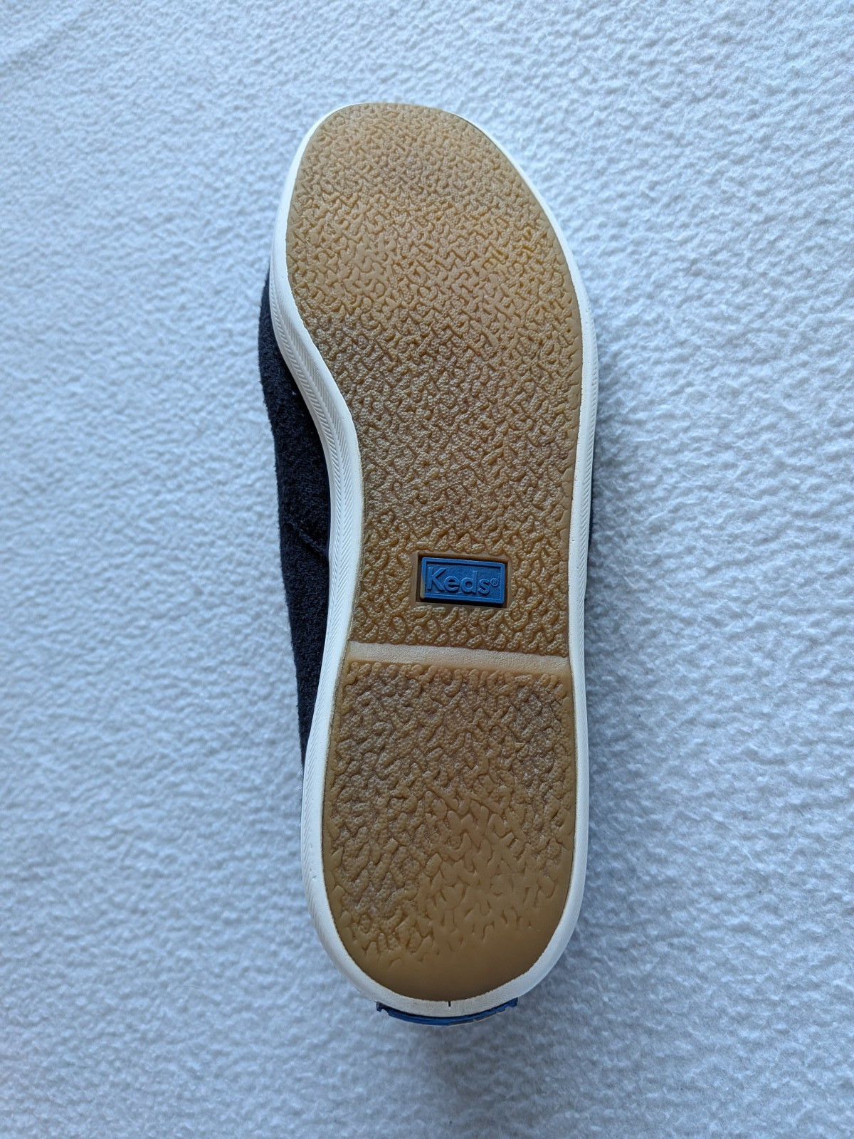 KEDS Classic Champion Women Size 8 Navy Brown Leather Trim Lace Up Sneakers