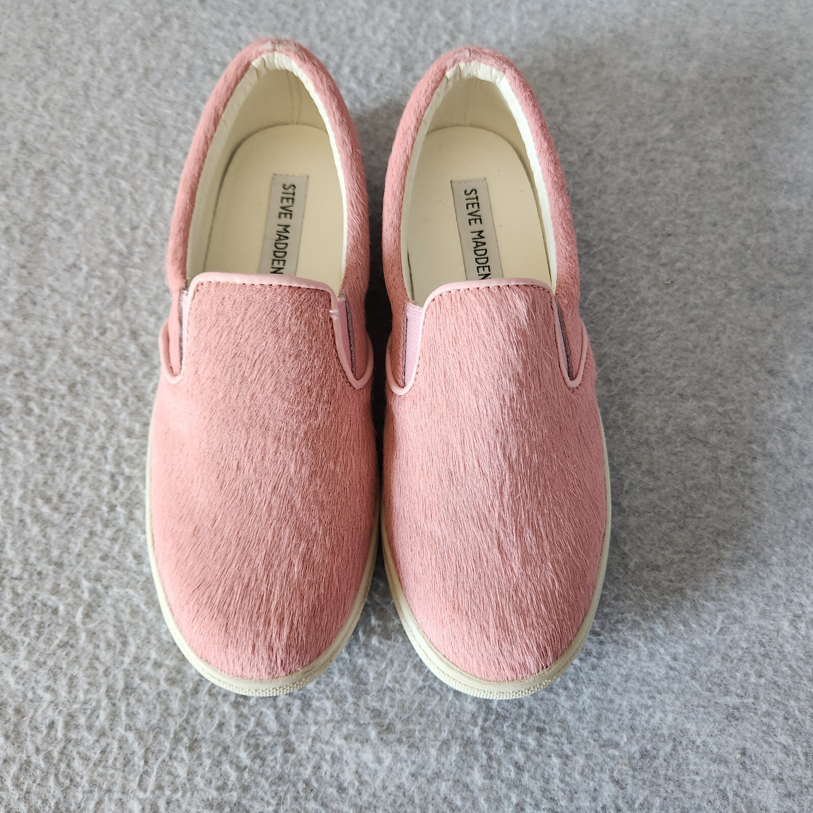 EUC Steve Madden Ecentric Pink Pony Hair Slip-On Fashion Sneaker Comfort US 7.5B