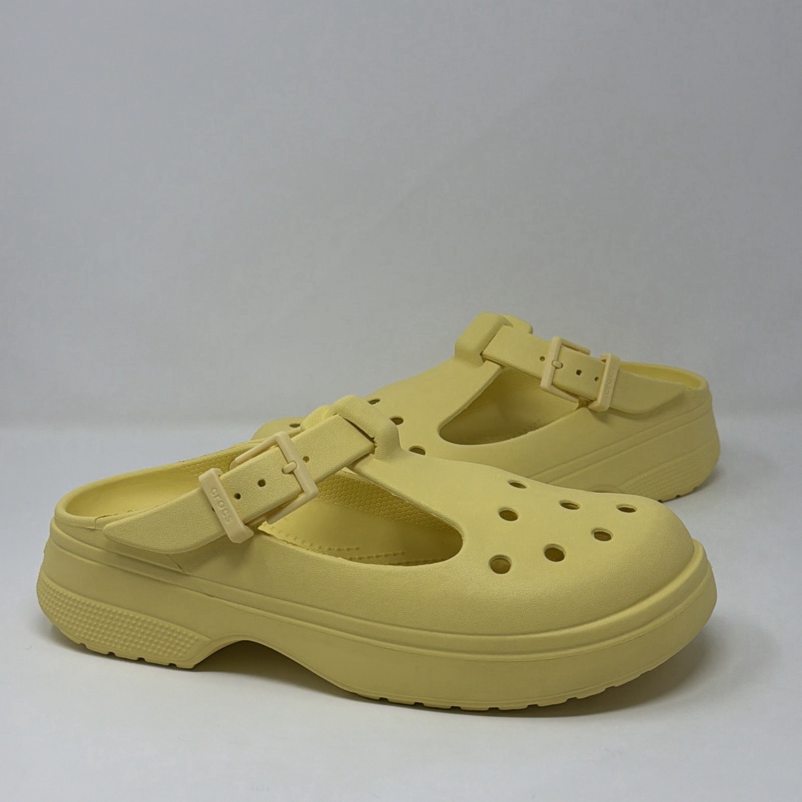 Crocs Mary Jane Platform Clogs Yellow Buckle Strap Women’s 9 M7 Croslite DISPLAY