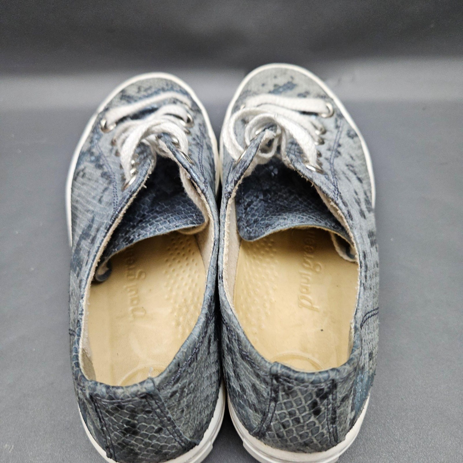 Paul Green Hadley Shoes Womens 5.5 Blue Leather Snake Print Comfort Sneakers