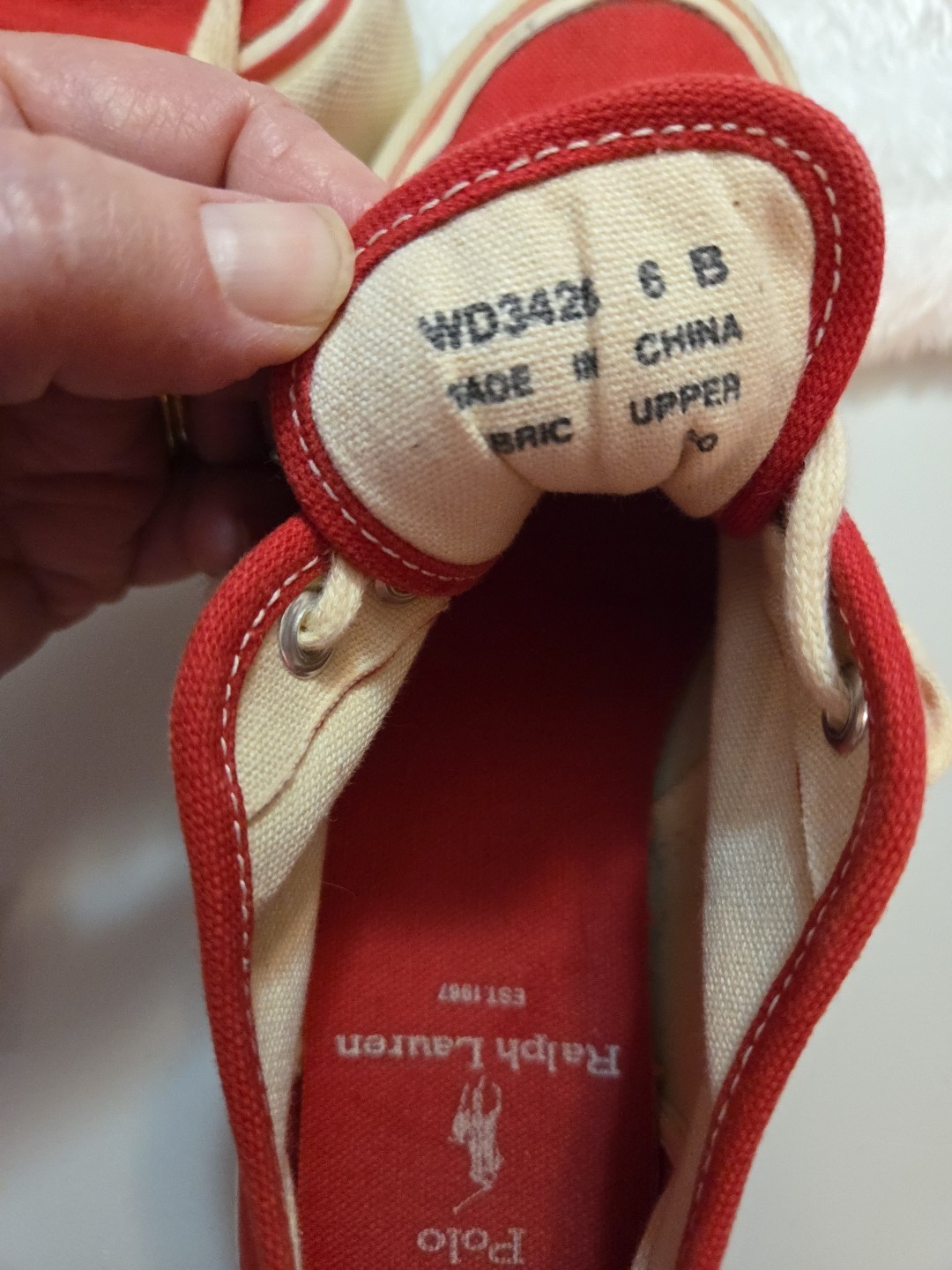 Polo Ralph Lauren Womens Sz 6 B Red Canvass Lace Up Shoes Preppy Boho Classic