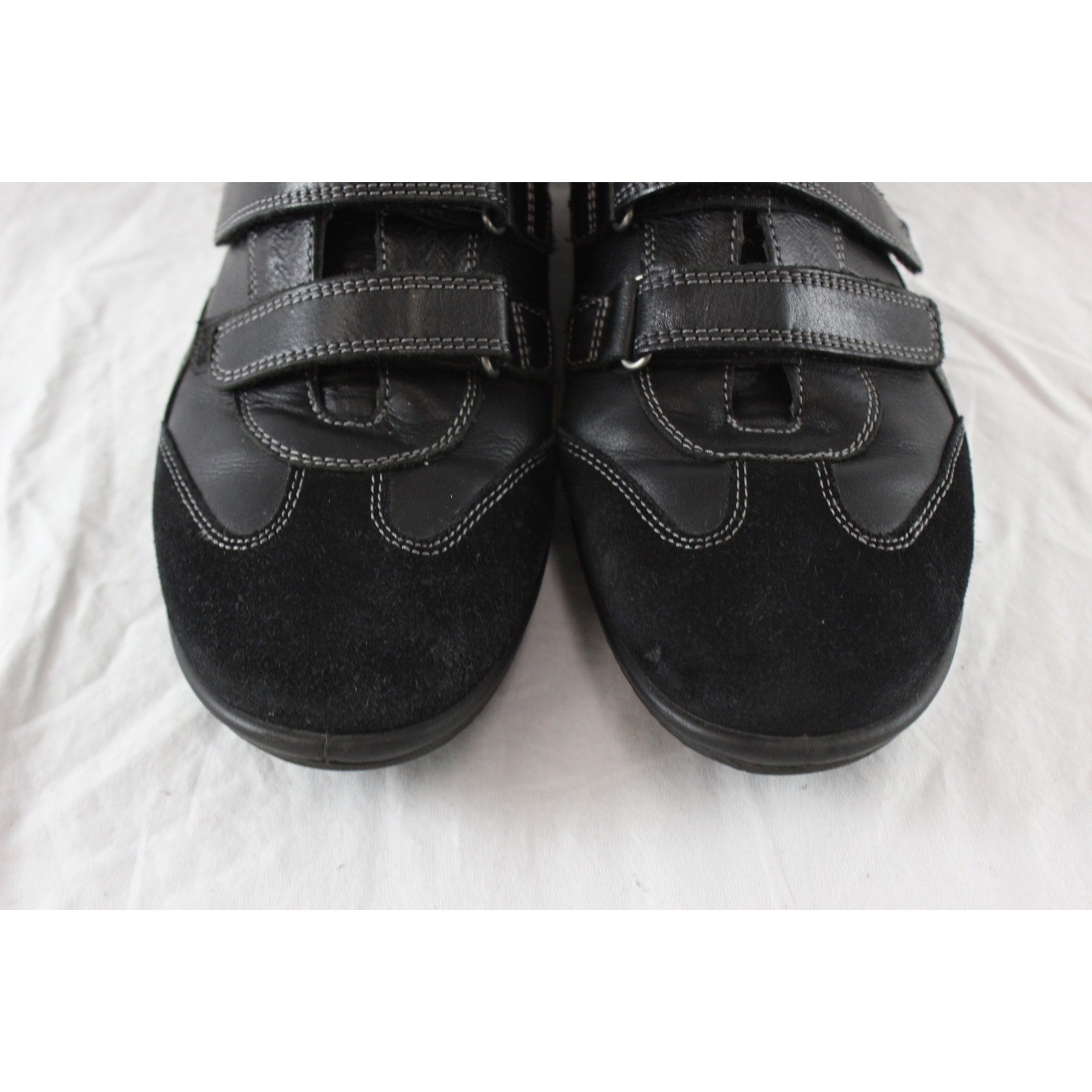ECCO Black Leather Suede Hook and Loop Walking Shoes Sneakers Womens 40 US 9