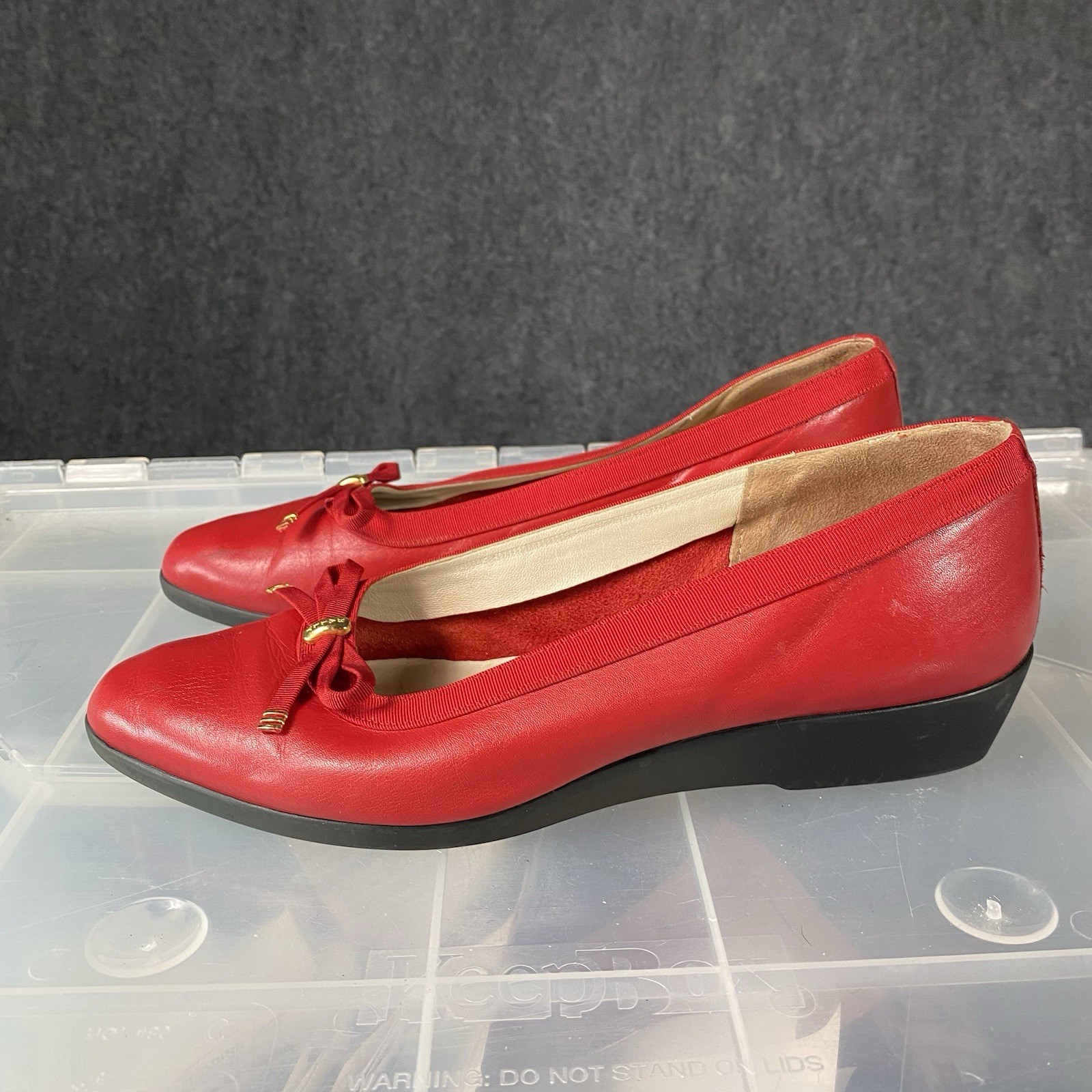 Bally Belle Leather Wedge Womens Shoes Size 9.5 Red Made in Italy Slip On