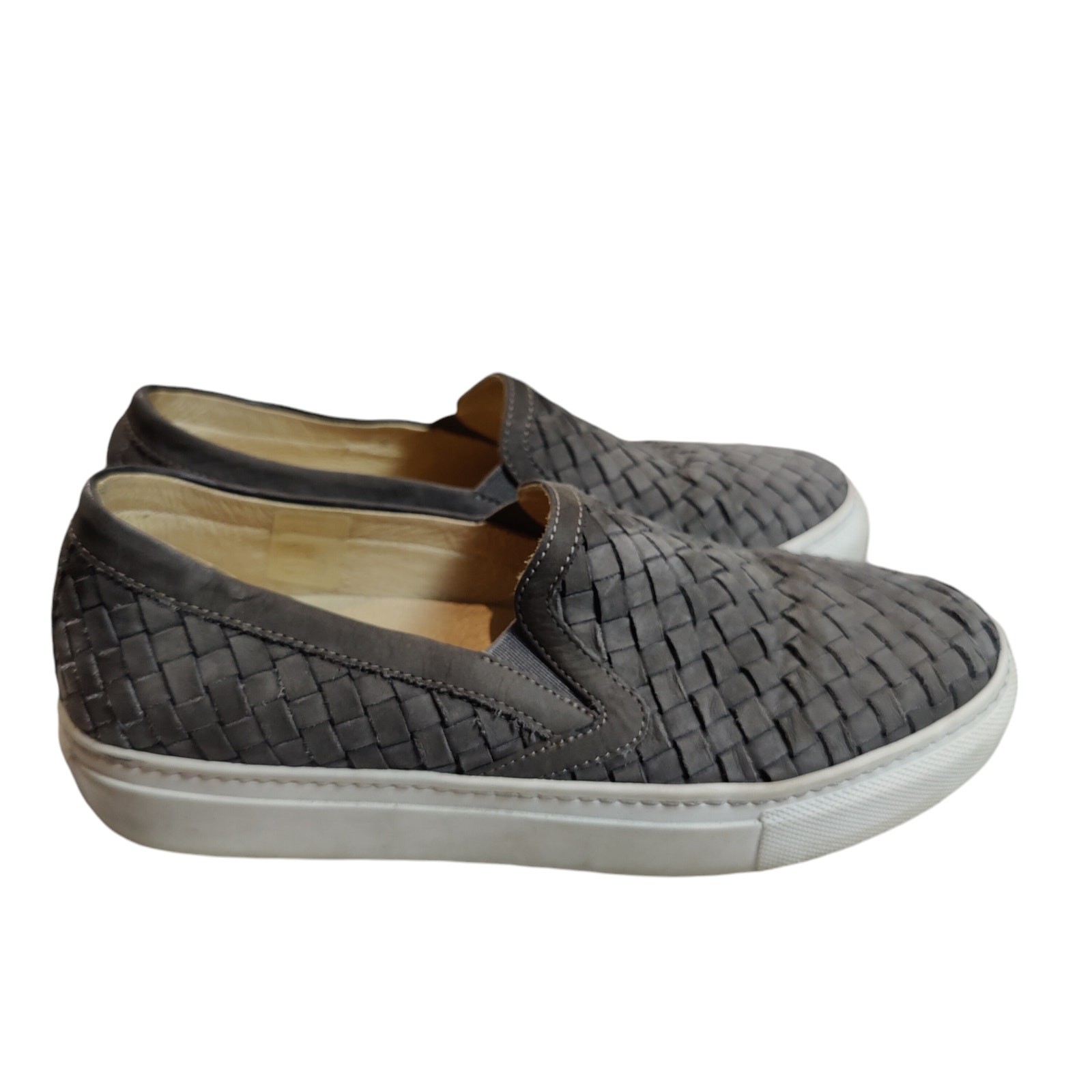 M Gemi Sz 36.5 EU 6.5 US Cerchio Gray Nubuck Woven Leather Slip On Sneakers