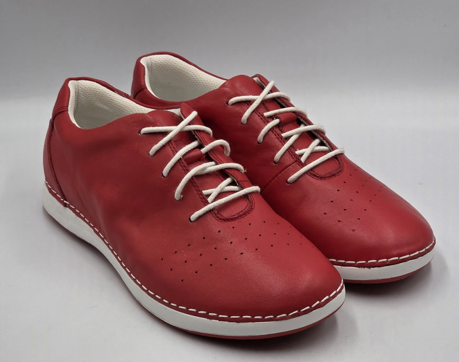 Alegria Essence ESS-623 Red Leather Slip Resistant Work Shoes Womens 8.5 EU 39