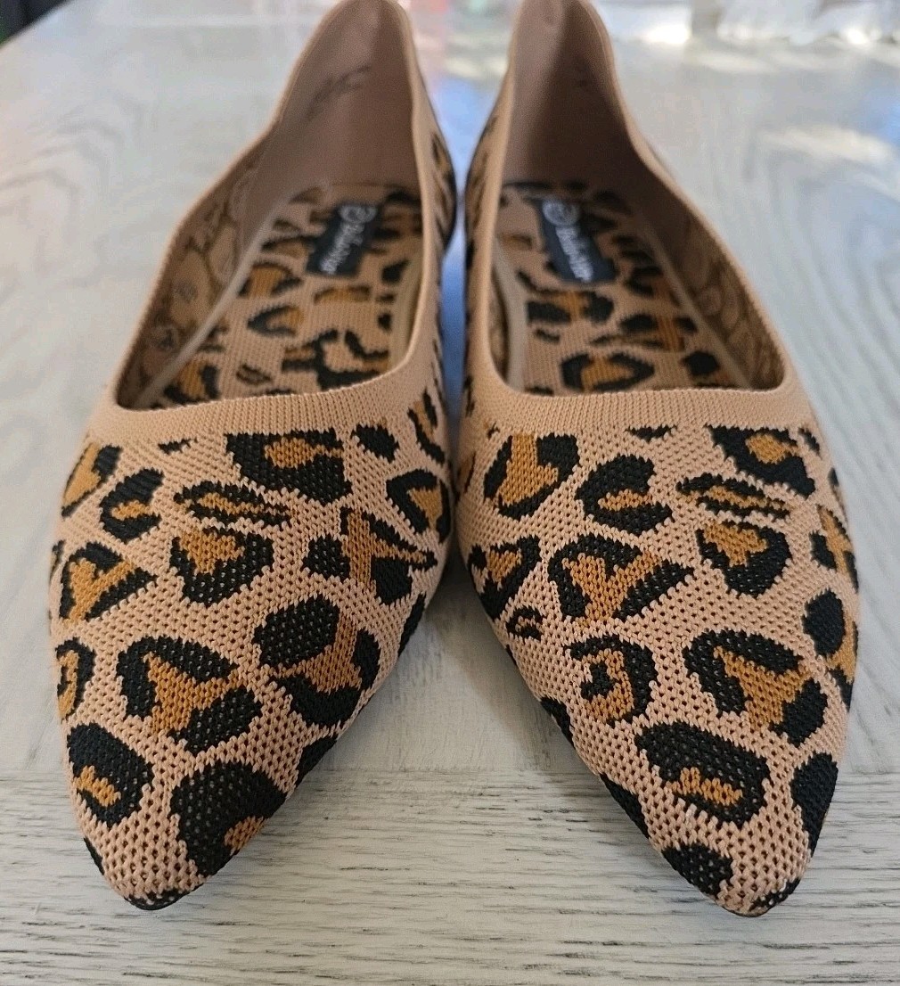 BELLA VITA Mireya Pointed-toe Flat Leopard Print Stretch Rothy’s Dupe Size 12N