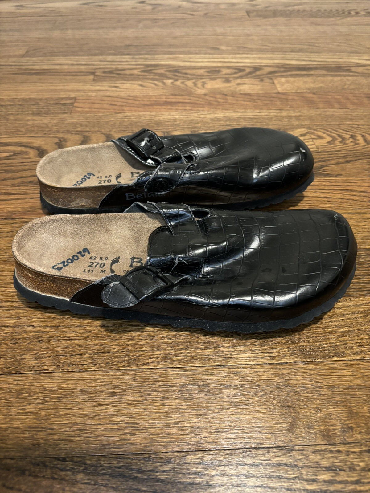 Birkenstock Clogs Size 42 Black Metalic Leather