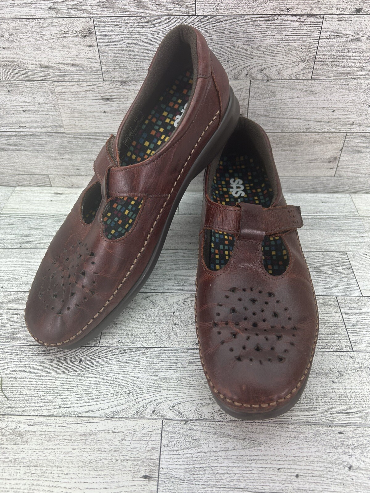 SAS Shoes Womens Size 10N Walnut Willow Mary Jane Tripad Comfort Slip On USA