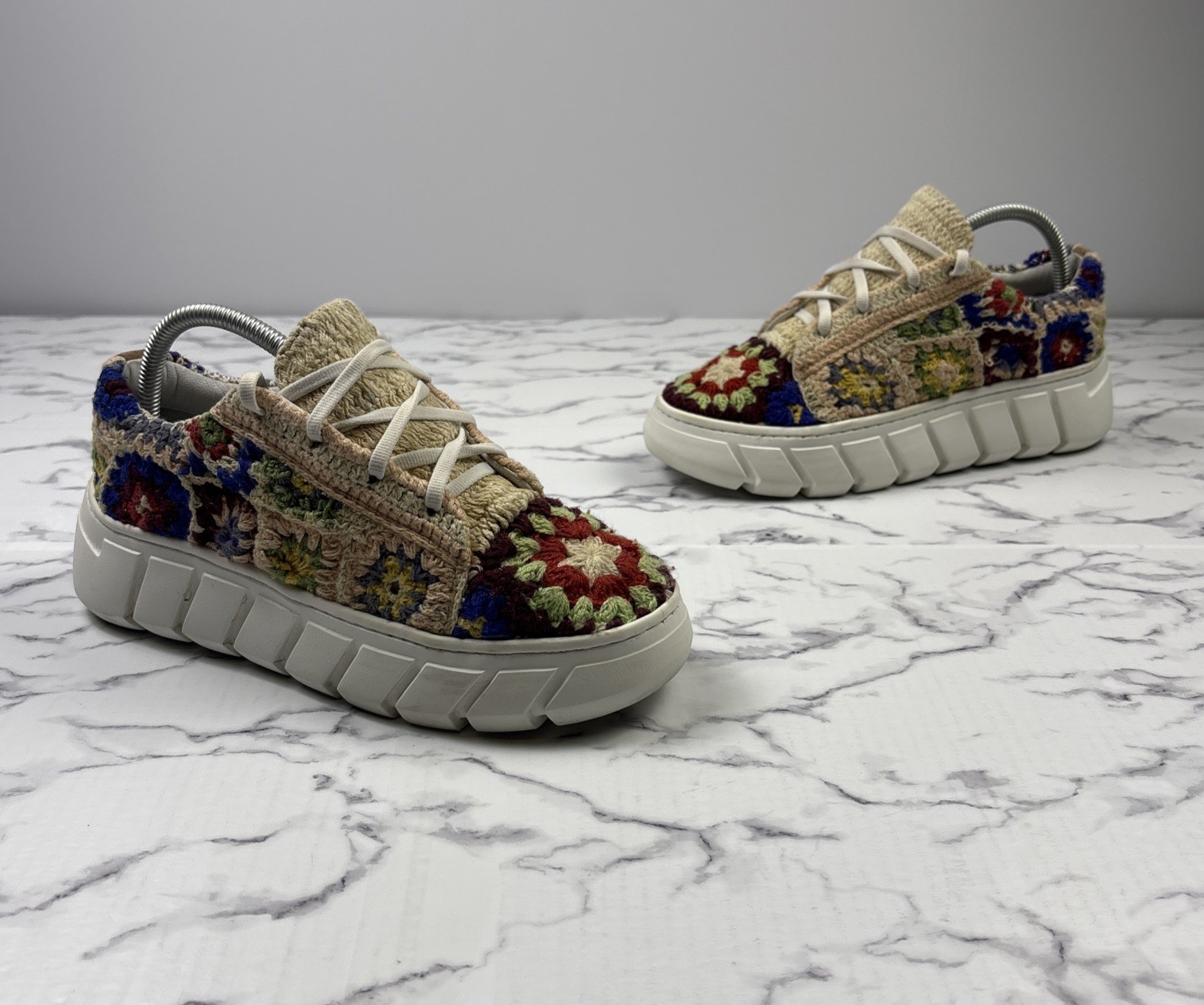 Free People Catch Me If You Can Lace Up Platform Crochet Women’s Shoes Sz 38 (8)