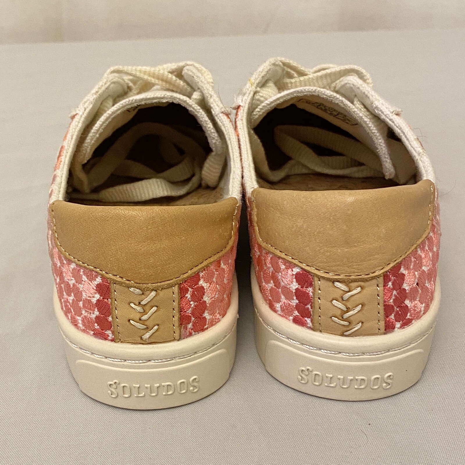 Soludos x Chiaozza Embroidered Ombré Sneaker Womens Size 5 Ivory Pink Yellow