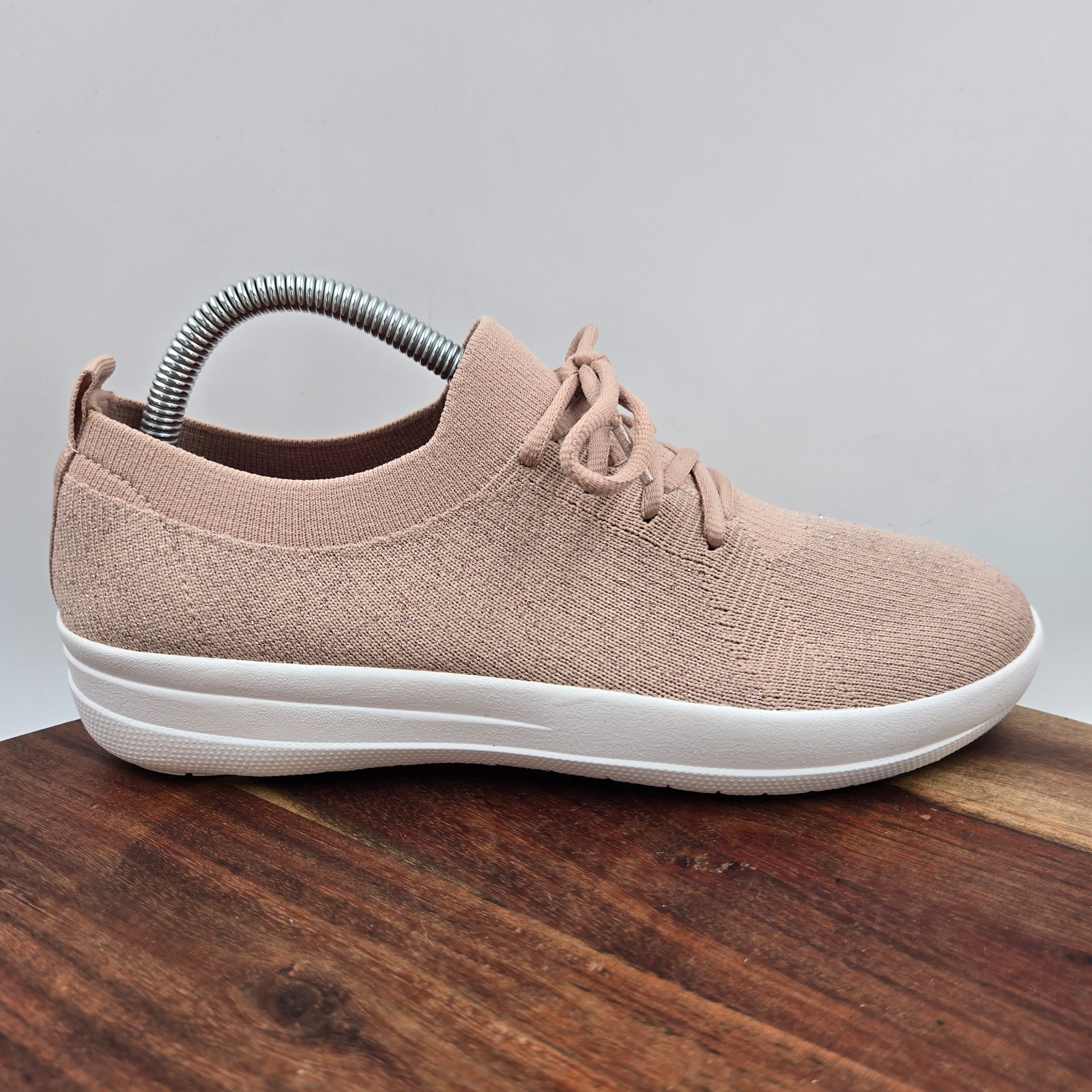 FitFlop F-Sporty Uberknit Shoes Women’s 8 Pink Knit Comfort Lace Up Sneakers