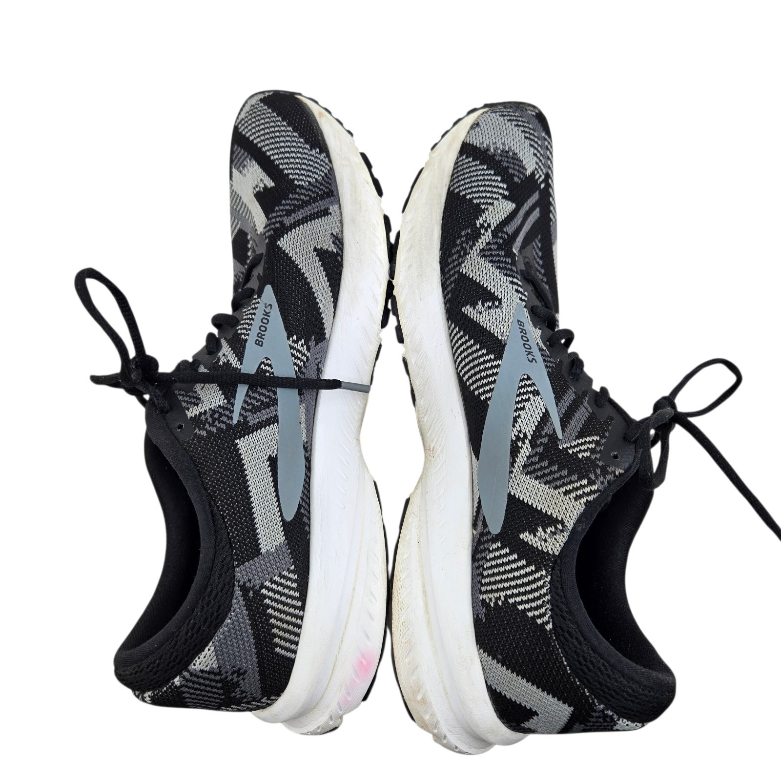 Brooks Running Shoes Womens 9.5 Launch 6 Black Gray Geometric Athleisure Comfort