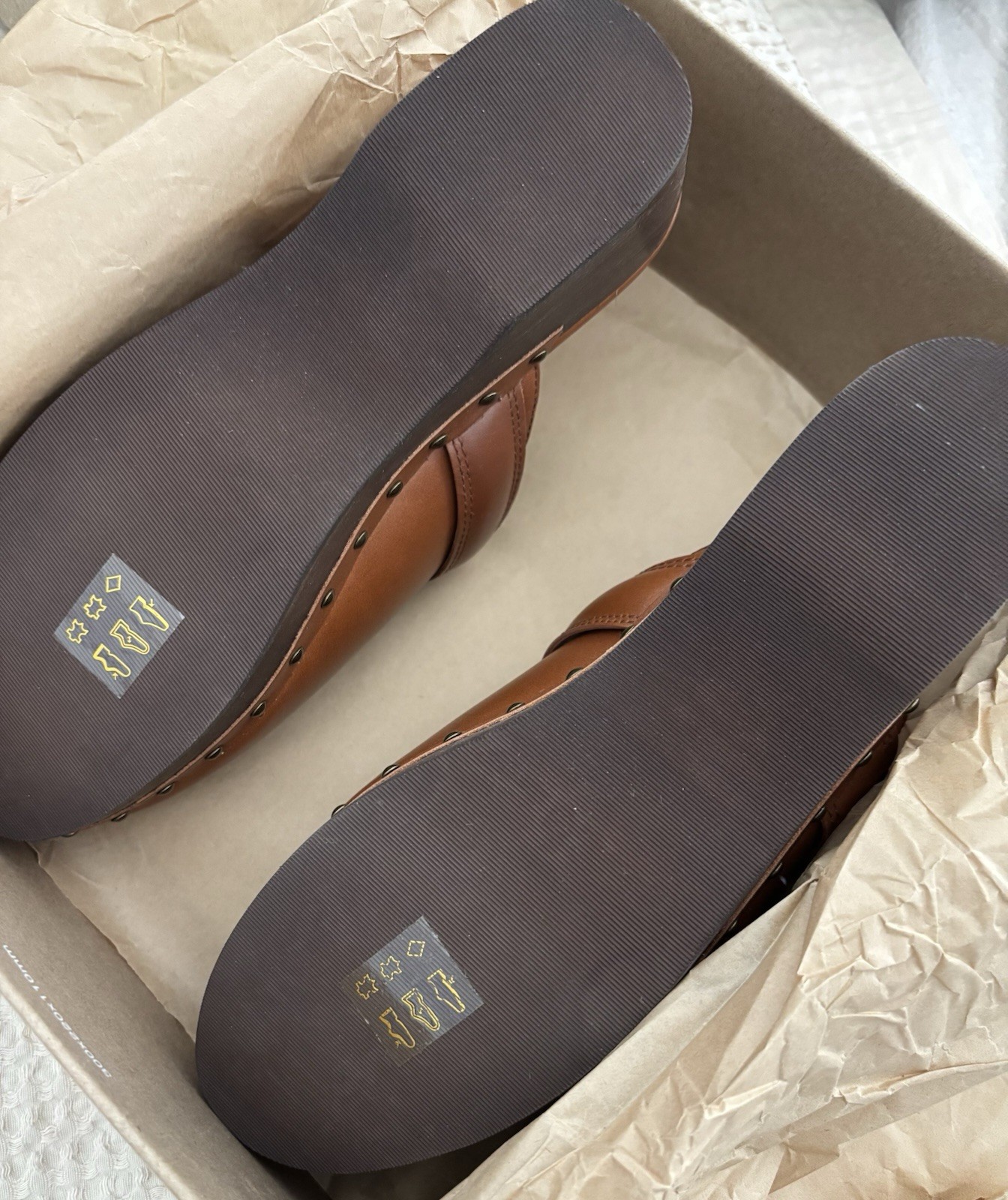 New with Box Madewell Leather Clogs, English Saddle brown, Women’s Size 9