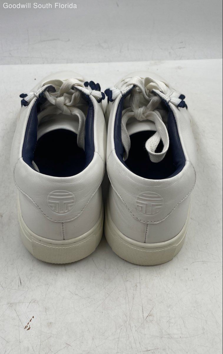 Authentic Tory Burch Womens White Blue Leather Sports Sneaker Shoes Size 9M