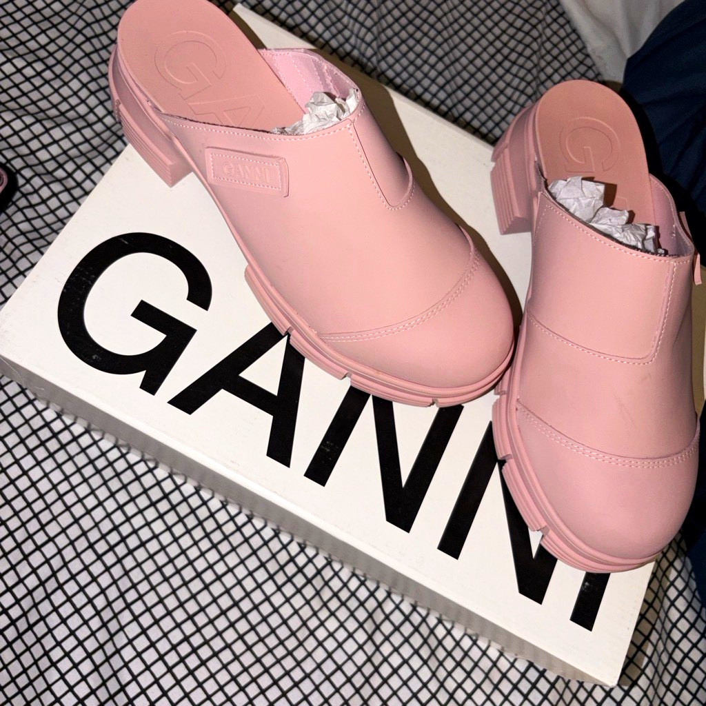 GANNI Women’s Pink Rubber City Mules US 7 EU 37