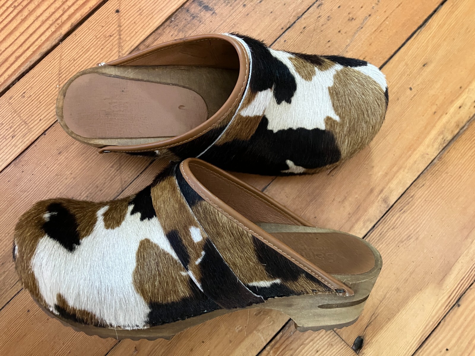 Sanita Pony Hair Camo Swedish Clog Mules 37