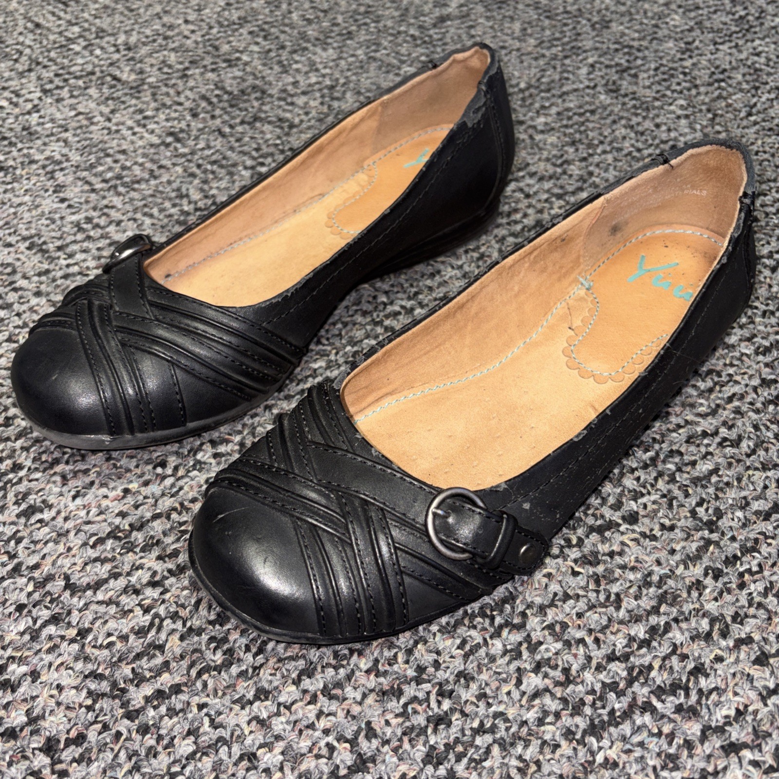 Yuu Mary Jane Shoes Black Slip Ons Gander Man Made Material Womens Size 9 M