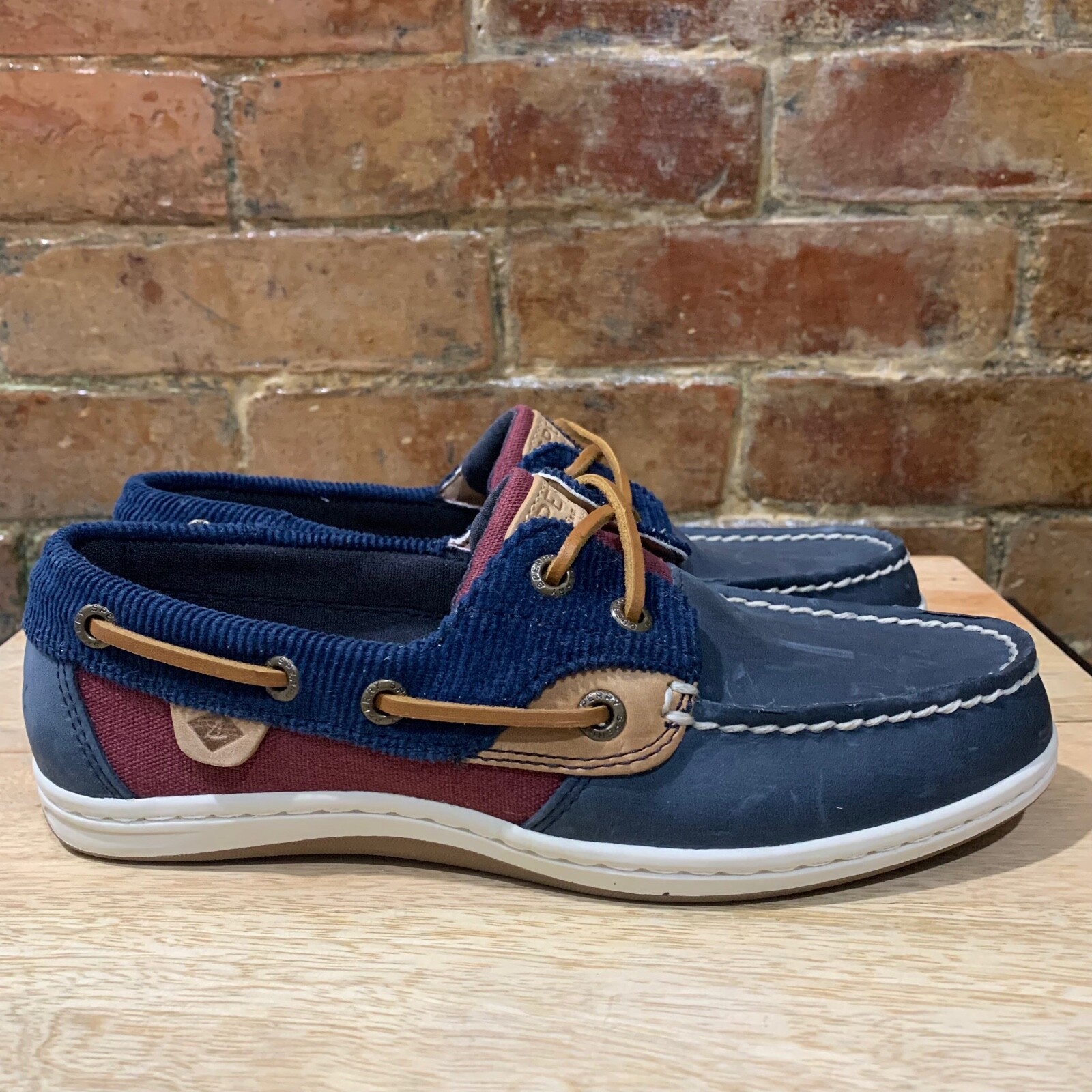 NEW! Sperry Koifish Navy/Burgundy Leather Boat Shoes Women’s Size 5.5 (STS84072)