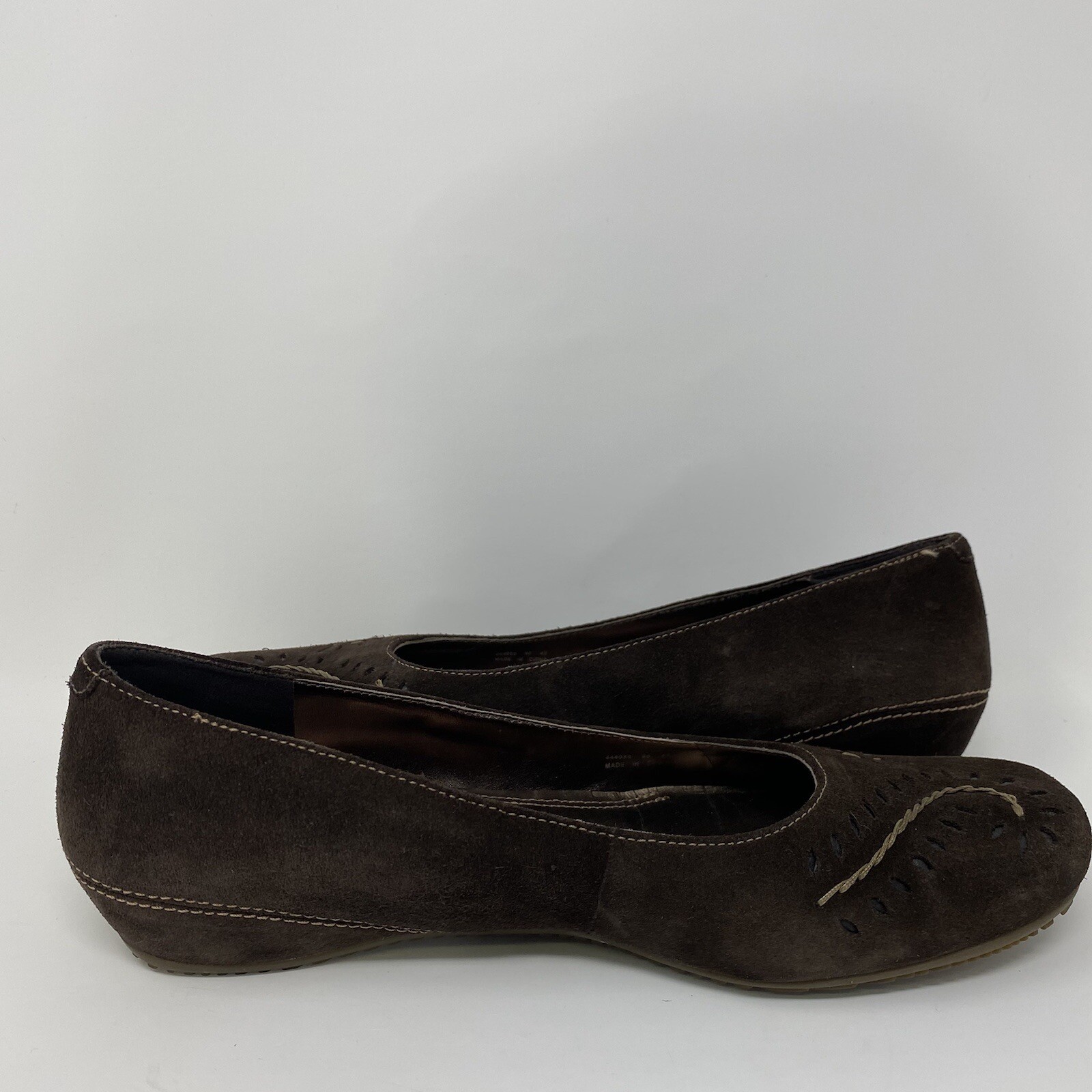 ECCO Brown Suede Stitched Embroidered Comfort Ballet Flats EUR 42