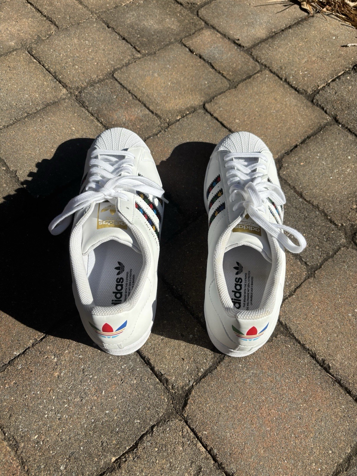 Brand New Adidas Superstars White Multi 9.5 [2 RIGHT SHOES]