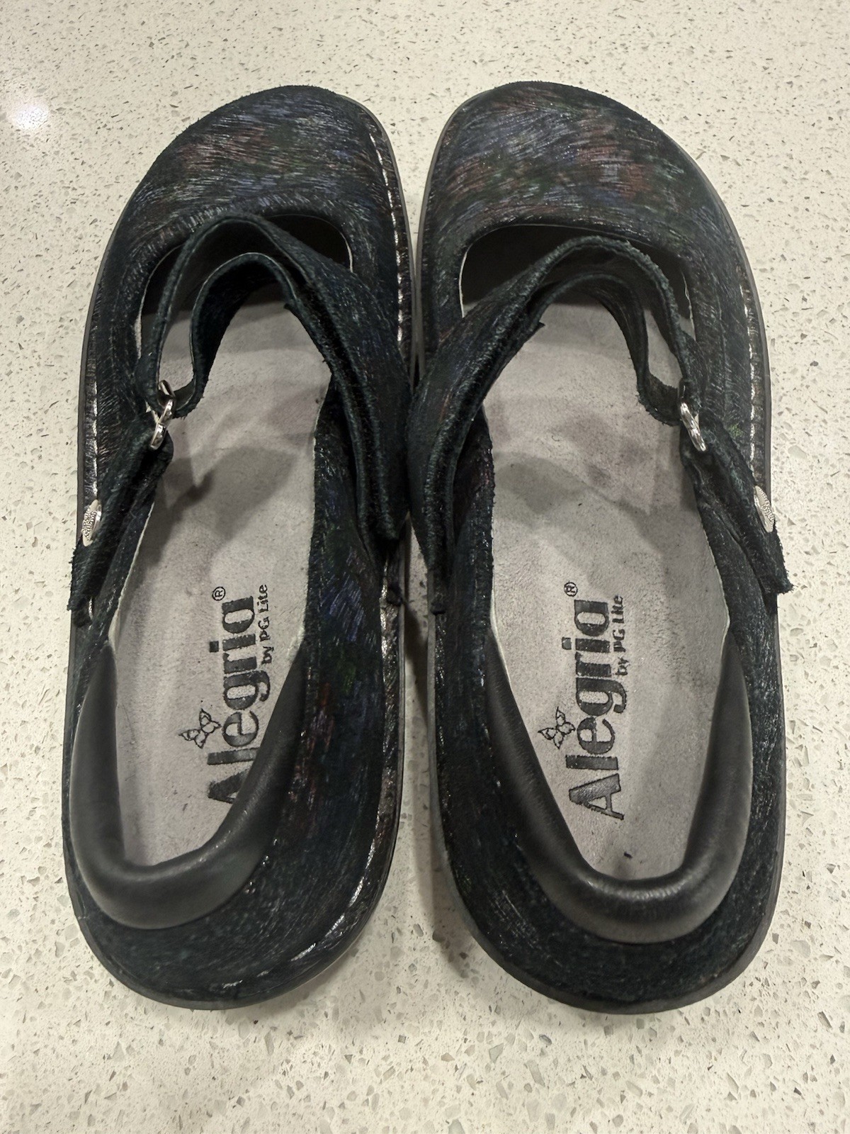 Alegria BEL-316 BEL-640 Black Multicolor Leather Mary Jane Shoes Women’s EU 38