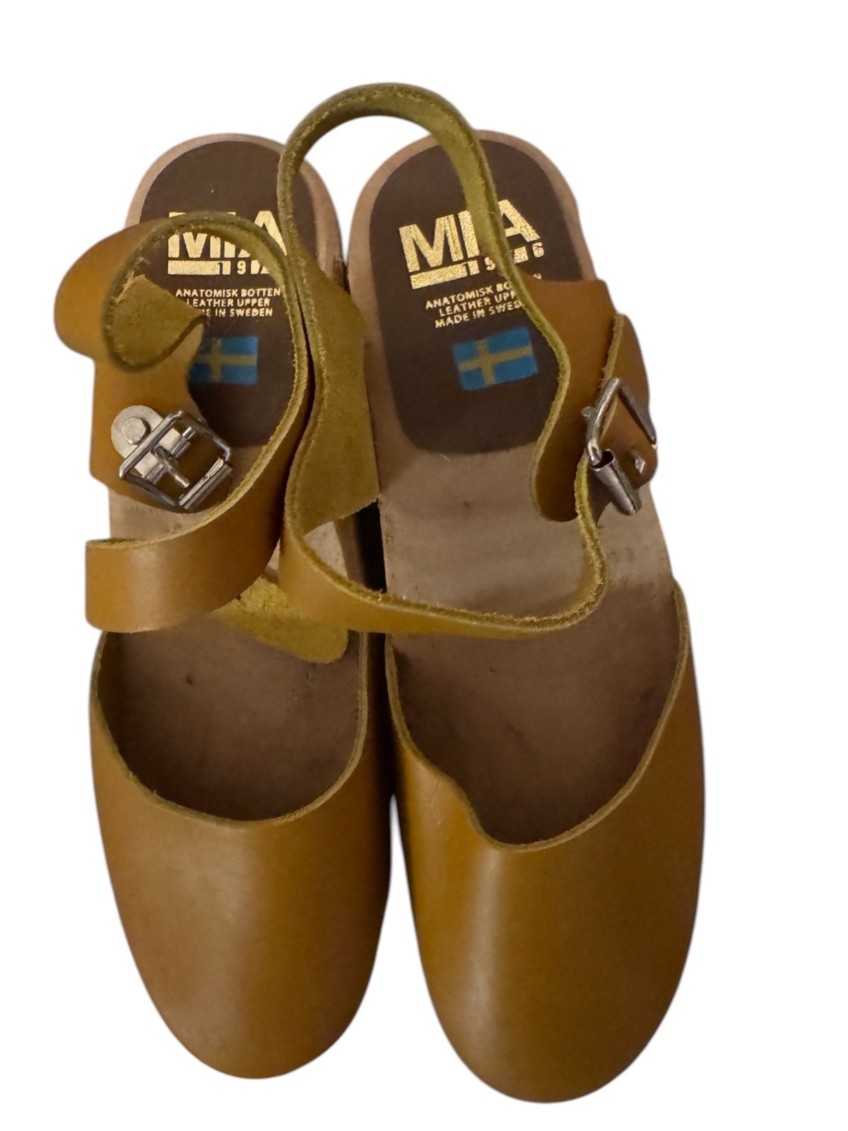 MIA Shoes Authentic Swedish Clogs Size 100M (US 10) Genuine Leather & Alder Wood