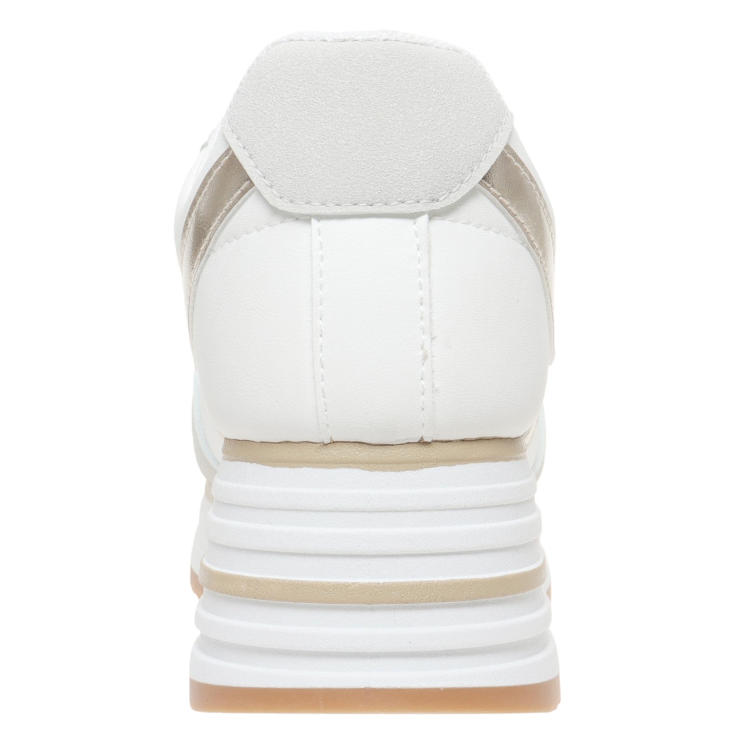 Outwoods Women’s Brenna-2 White Platform Fashion Sneaker, Gold Combo