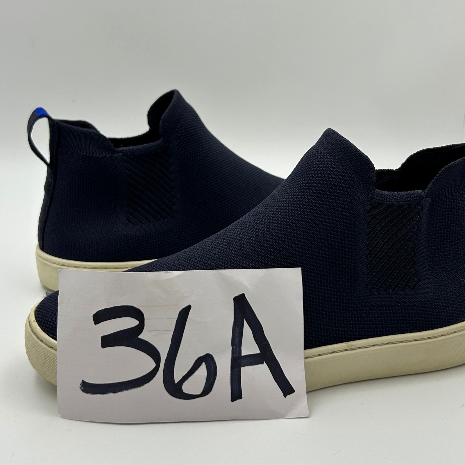Rothy’s Chelsea Sneaker Women 9 Navy Blue Knit Slip On Sustainable Casual Comfor