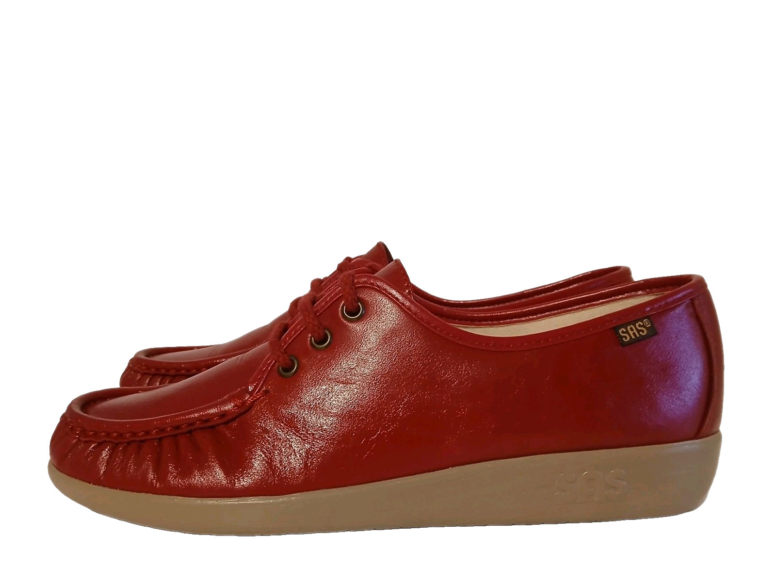 SAS Siesta Handsewn Leather Lace Up Moccasin Shoes Women’s 9 N Red Comfort USA