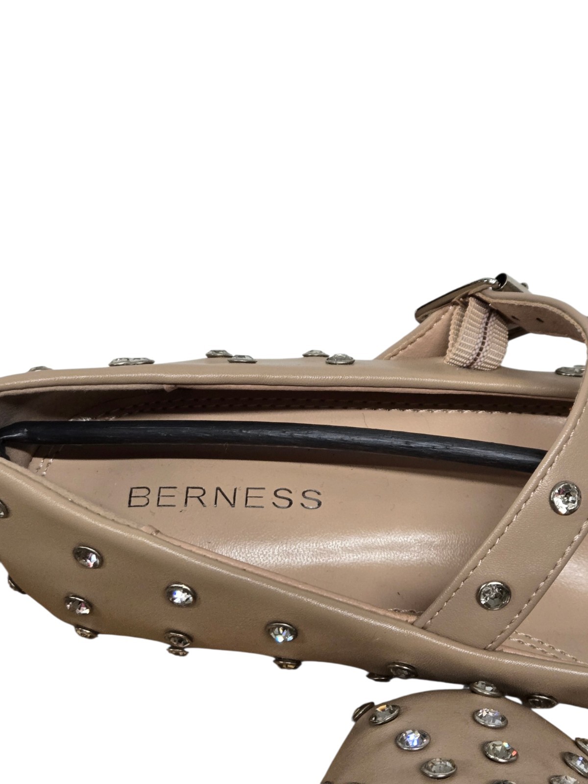 Berness Felicity Studded Mary Jane Ballet Flats Womens 6.5 Beige Nude Coquette