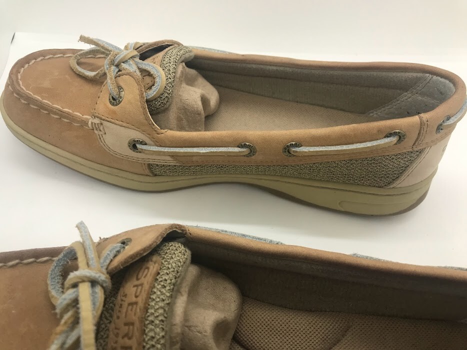 SPERRY WOMEN’S KOIFISH WIDE SLIP-ON SUEDE PREMIUM LEATHER SHOE LINEN/OAT SIZE 7.