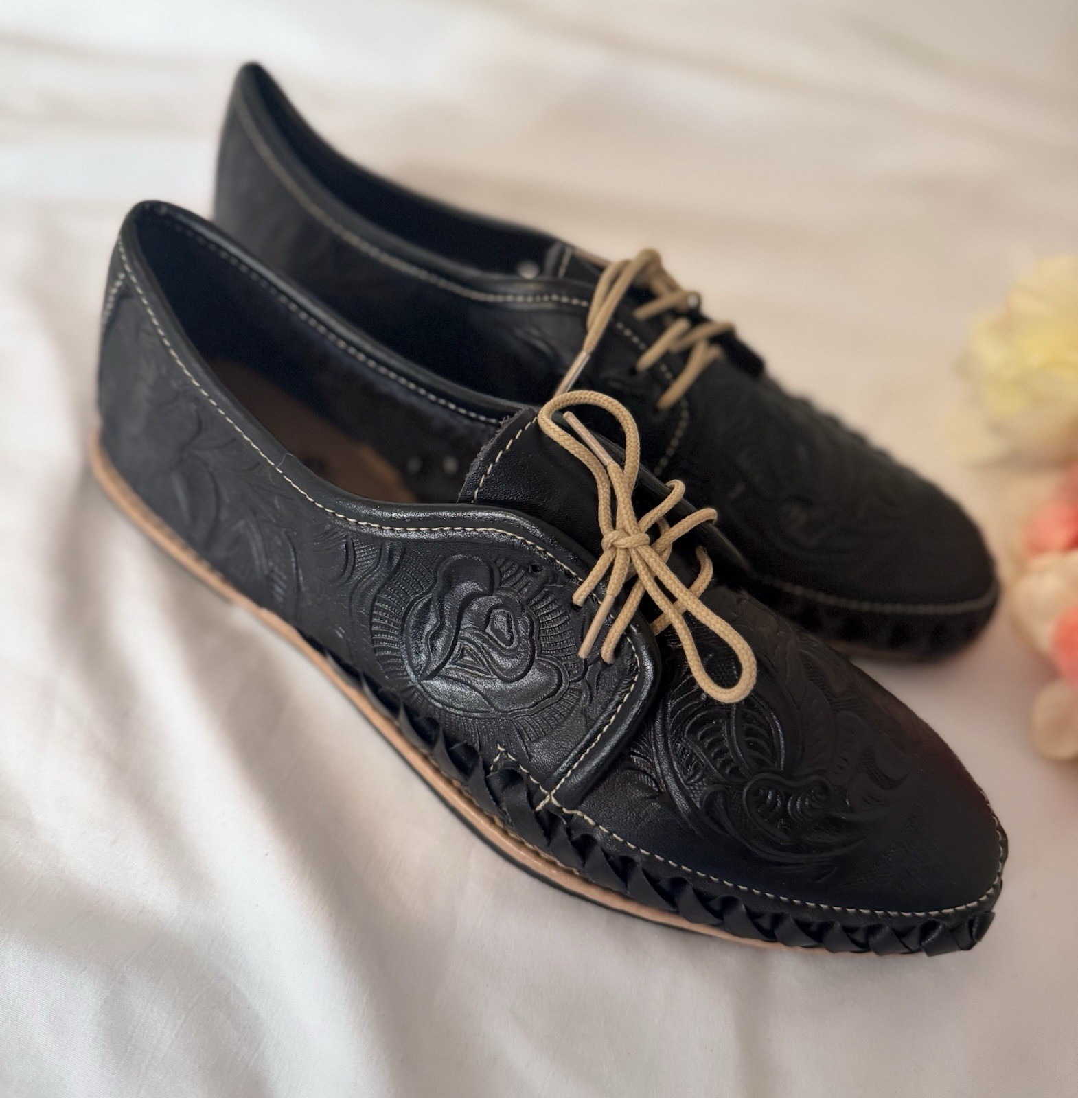 Artisanal Woman Shoes Pasitos Felices” 0 Leather Made In Mexico Size 9