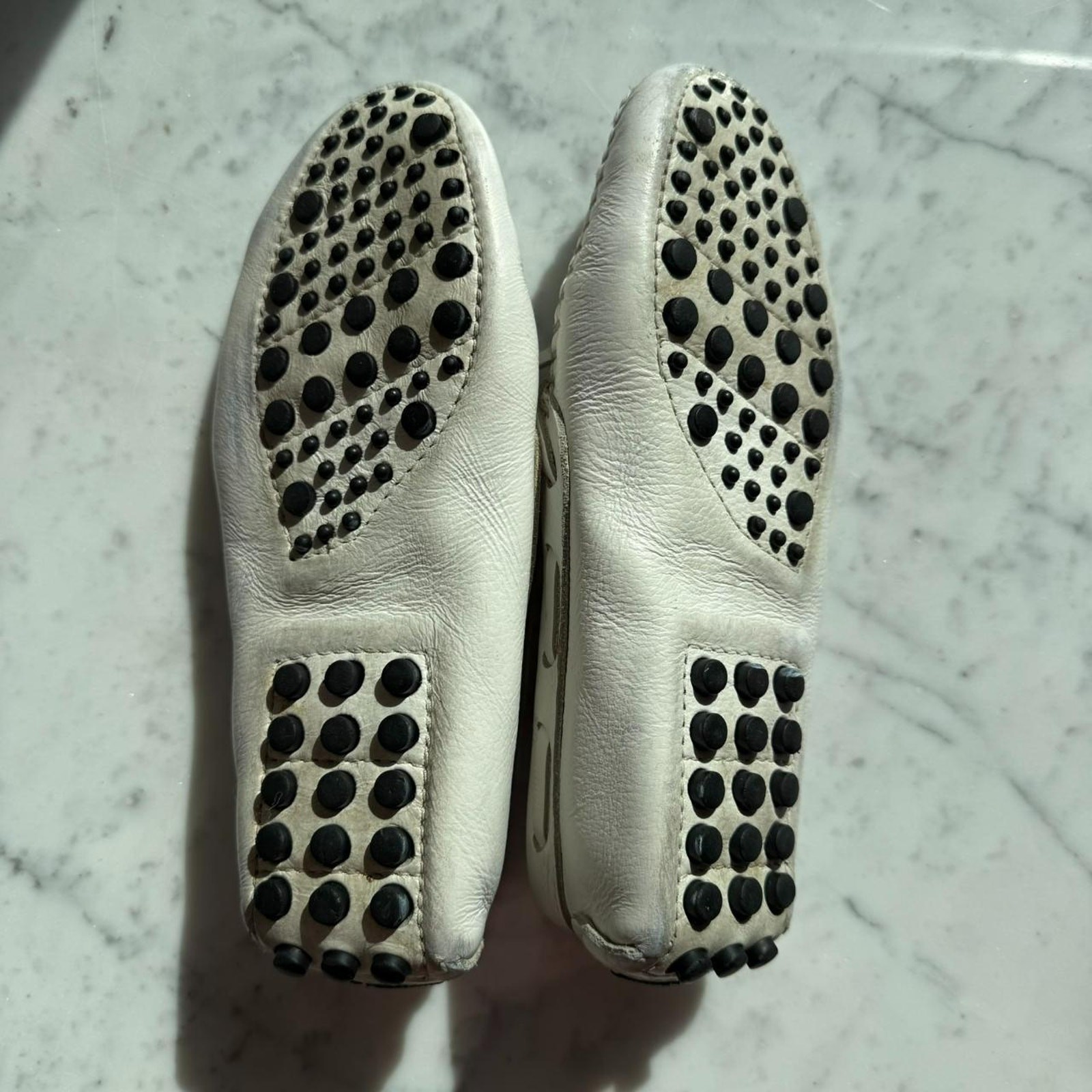 Minnetonka Classic Leather Driver Moccasins White Made in USA