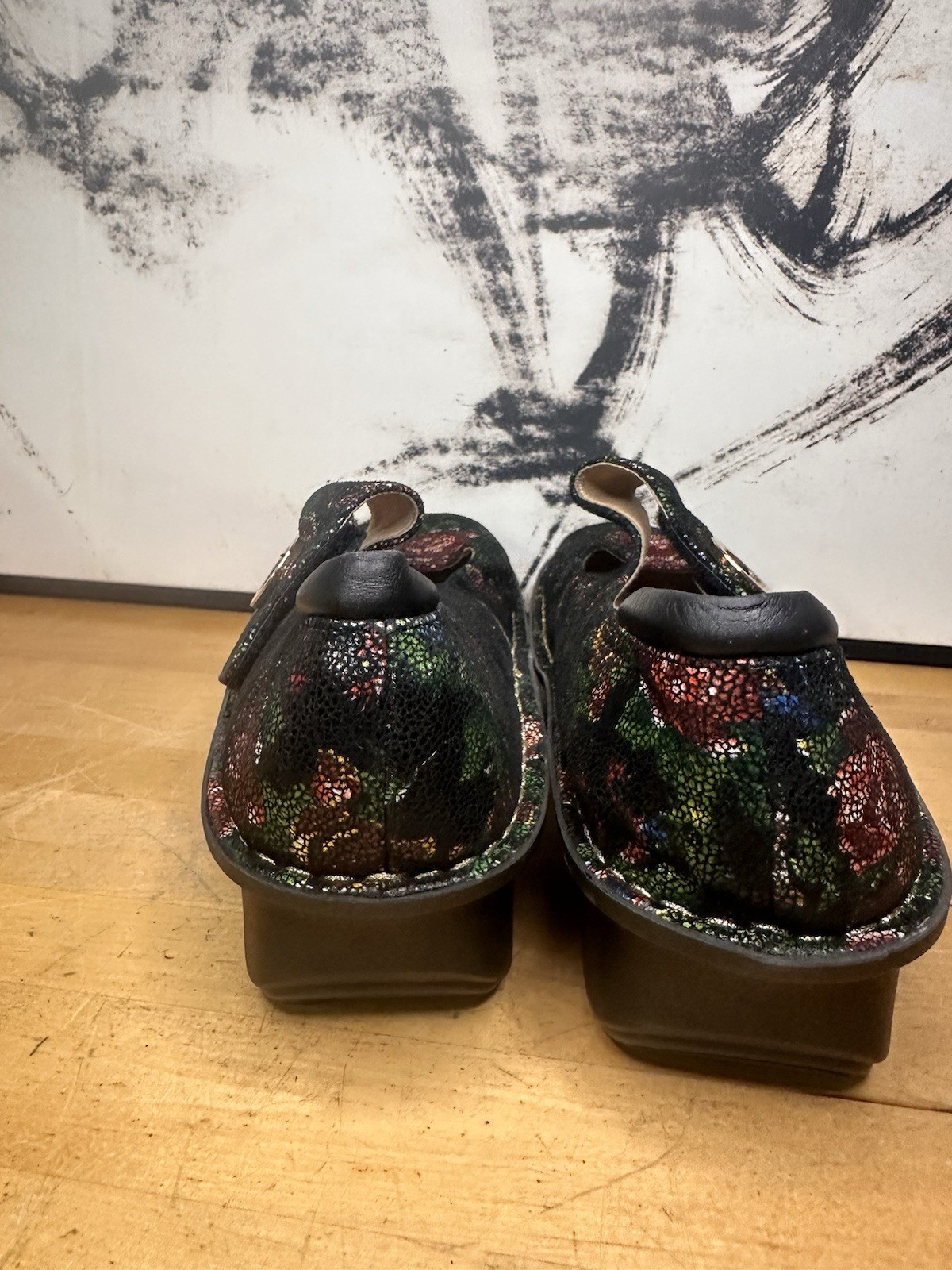 Alegria Paloma Mary Jane Rose Nursing Black Floral Shoe Pal-315 Size 41-10.5