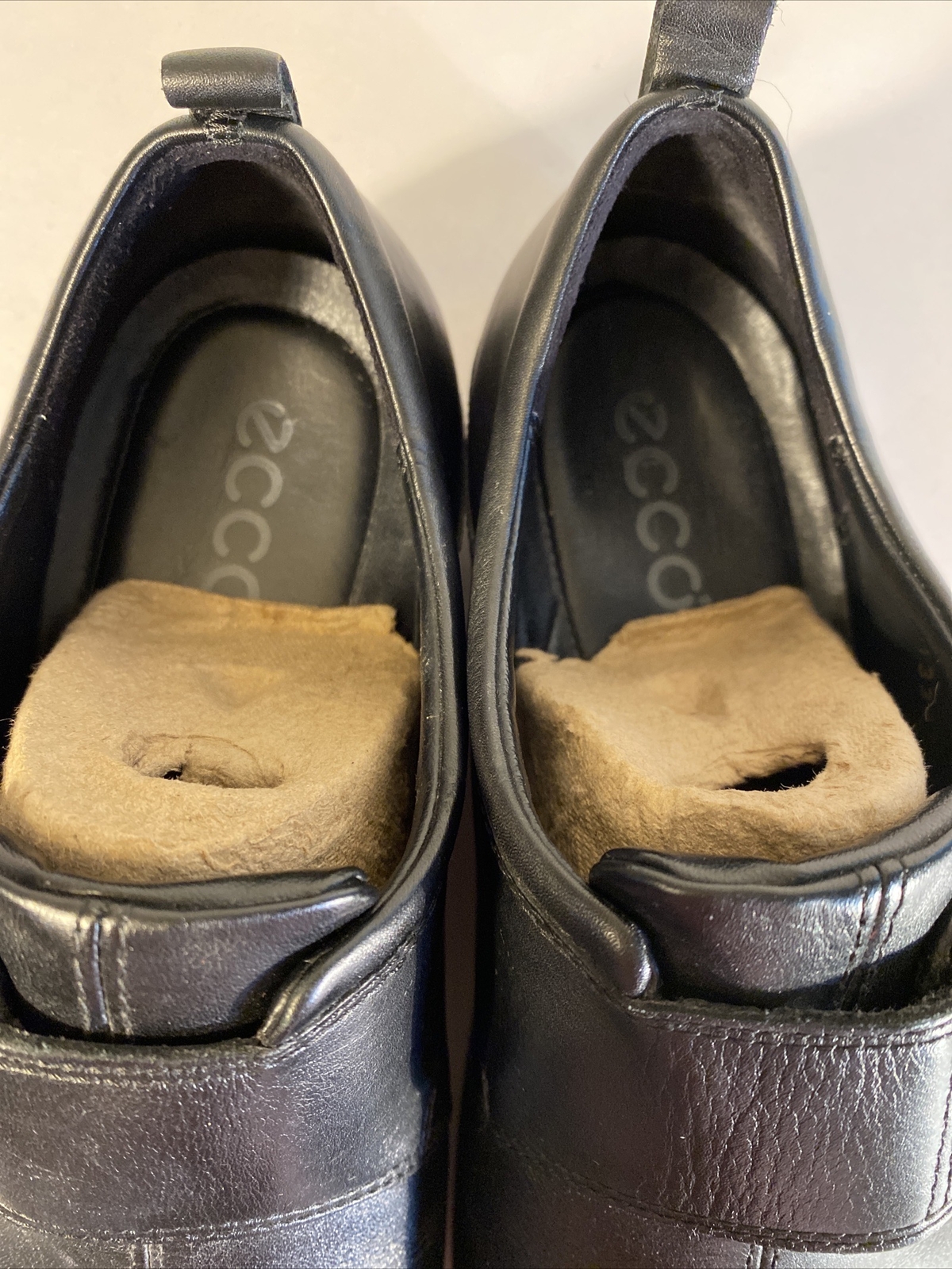 Ecco Shoes Womens Sz 38 Monk Strap Loafer Oxford Black Leather Hook Loop 13333