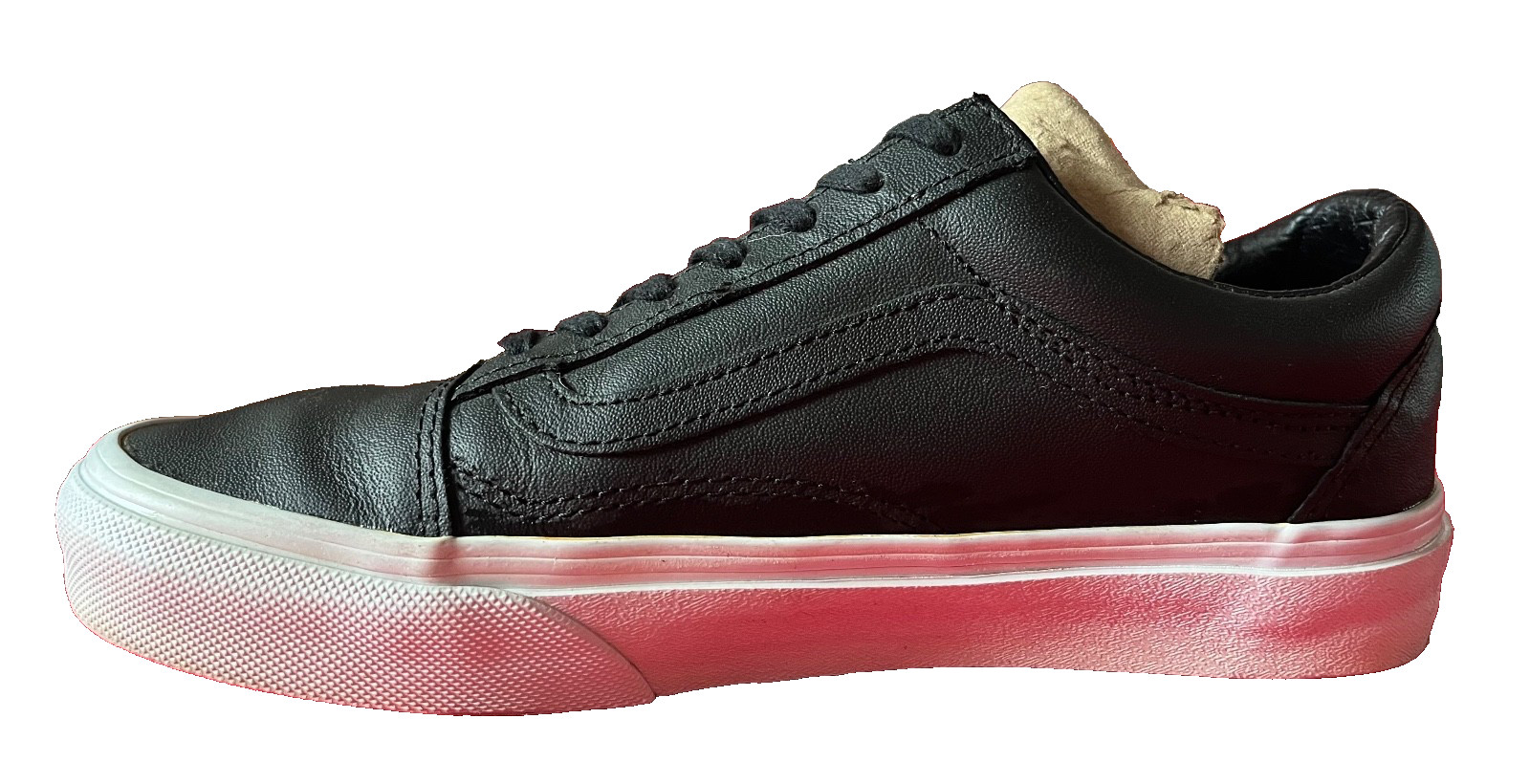 Vans Black Leather Lace-Up Side-Zip Shoes Women’s Size 7, Excellent condition
