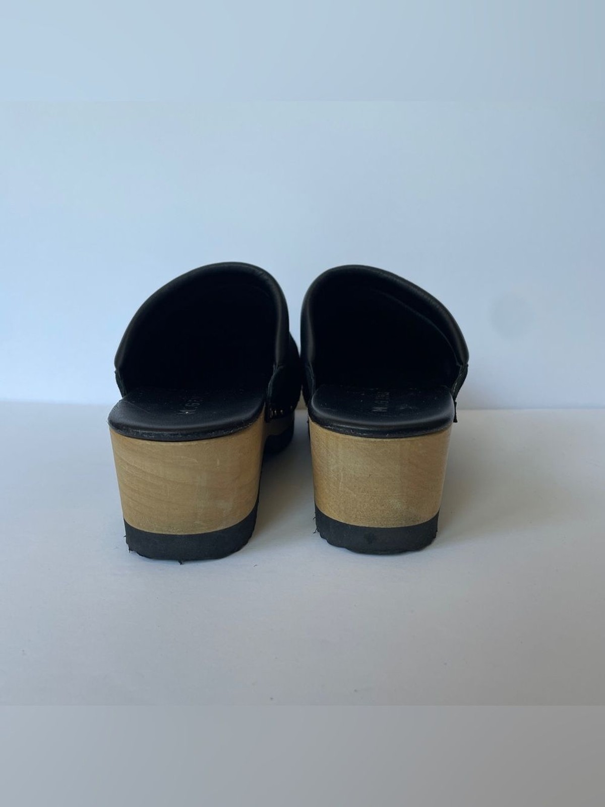 M. Gemi The Greta Black Suede Studded Clog Mule Wood Heel EU 41 US 10 Italy