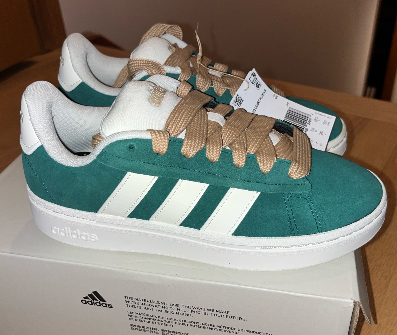 New Adidas Grand Court Alpha Sneakers Tennis Shoes Women’s Sz 7 Collegiate Green