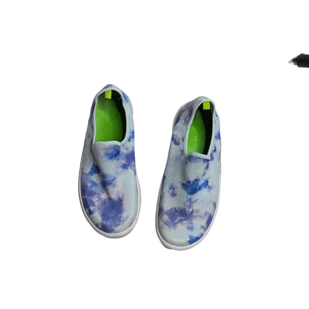 OOFOS OOmg Eezee Low Women Blue Tie-Dye Casual Slip-On Recovery Shoes Size 8.5